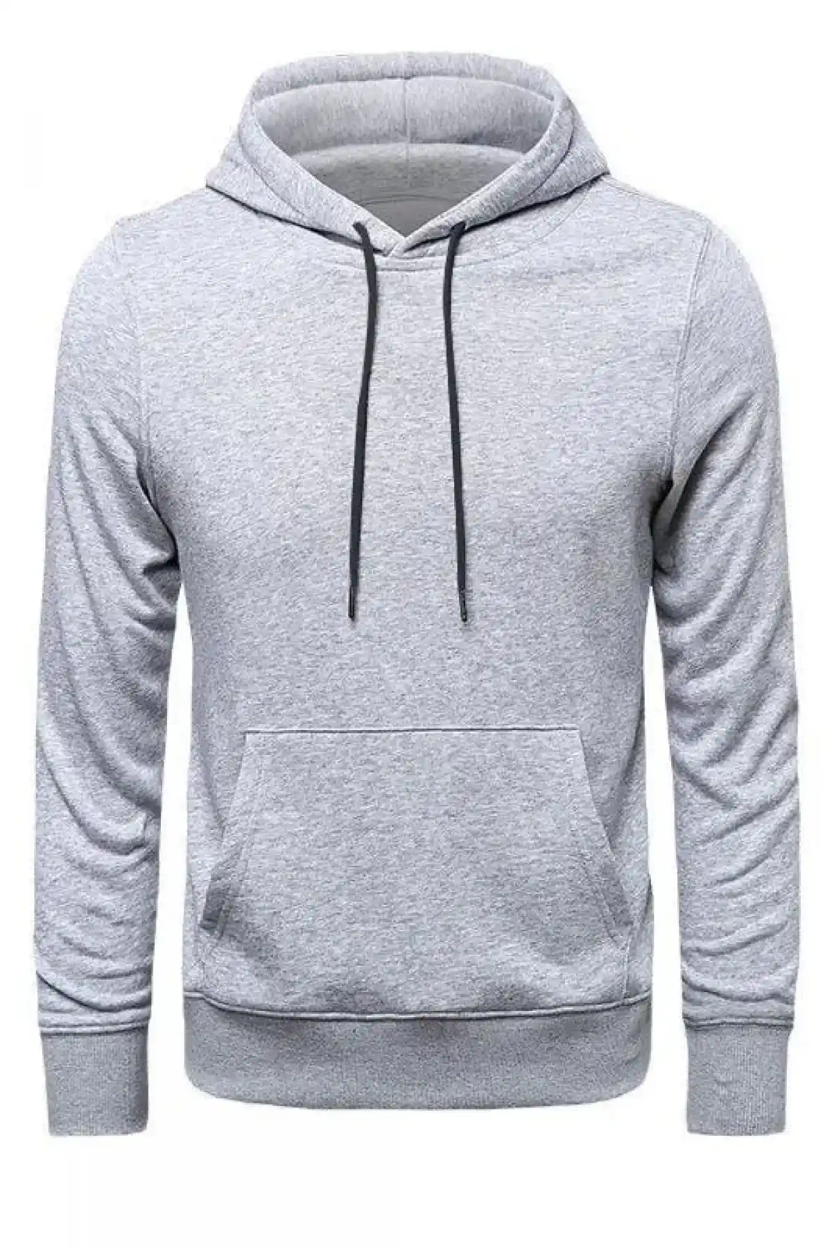 Erkek 3 İplik Pamuklu Kapüşonlu Cepli Oversize Hoodie Sweatshirt - Gri