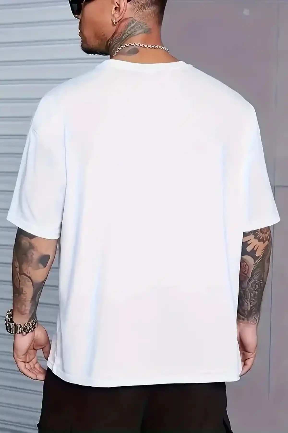 Eşsiz Baskı Tasarımlı Büyük Beden Erkek Tişörtü - Polyester Makinede Yıkanabilir - Beyaz