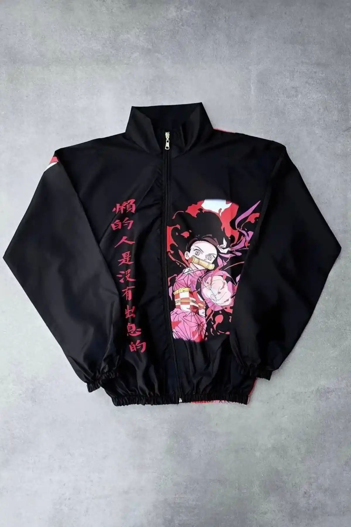 Fermuarlı Dijital Baskılı Rüzgarlık - Siyah