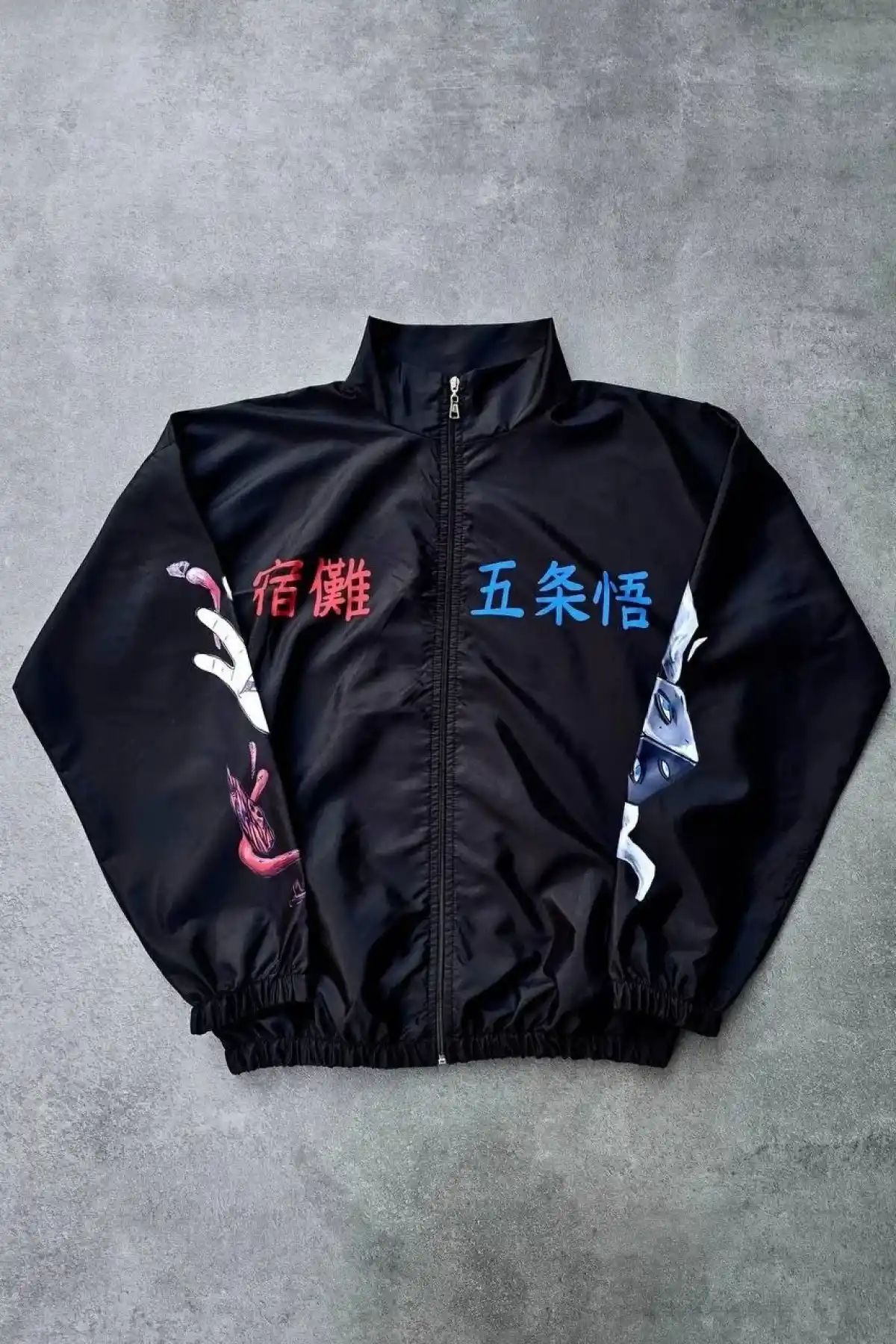 Fermuarlı Dijital Baskılı Rüzgarlık - Siyah