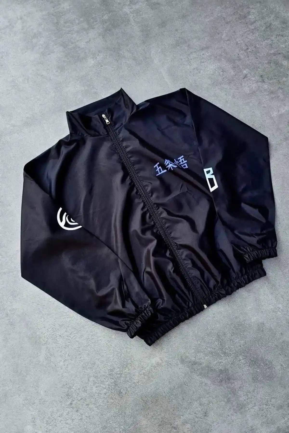 Fermuarlı Dijital Baskılı Rüzgarlık - Siyah