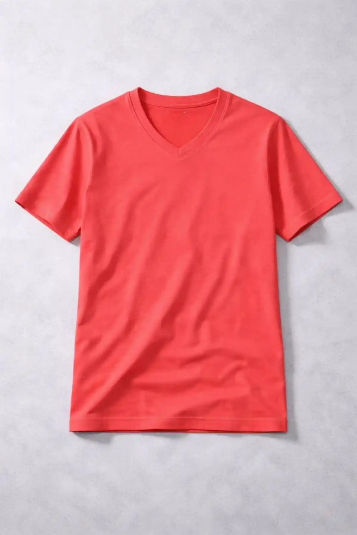 Genç Erkek Çocuk V Yaka Tişört Model - Nar Çiçeği