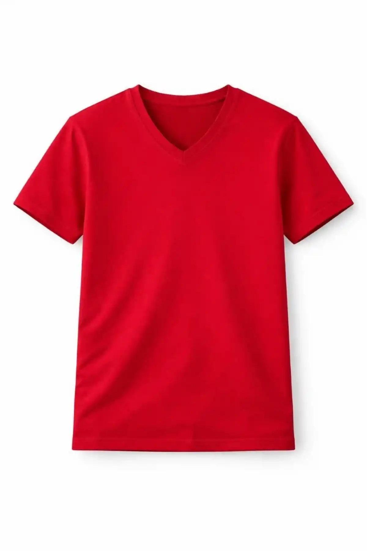 Genç Kız Çocuk V Yaka Tişört Model - Kırmızı
