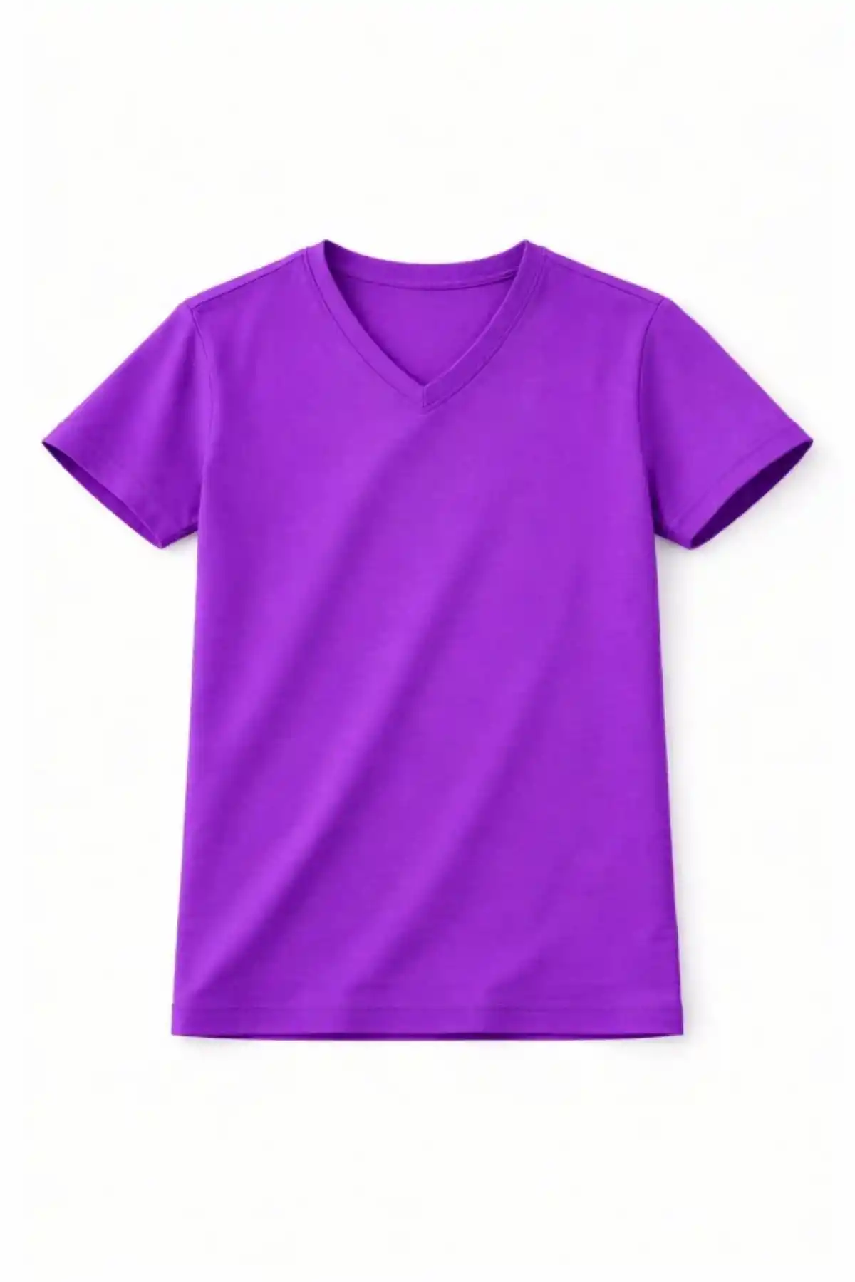 Genç Kız Çocuk V Yaka Tişört Model - Mor