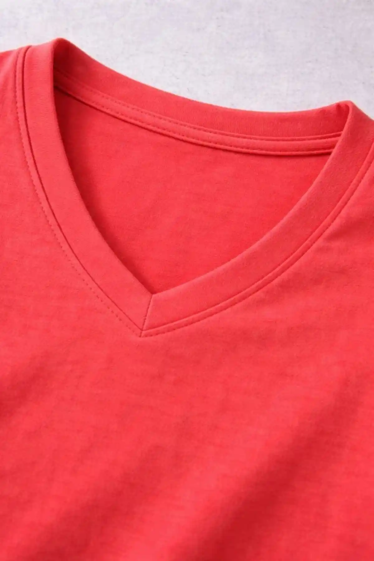 Genç Kız Çocuk V Yaka Tişört Model - Nar Çiçeği