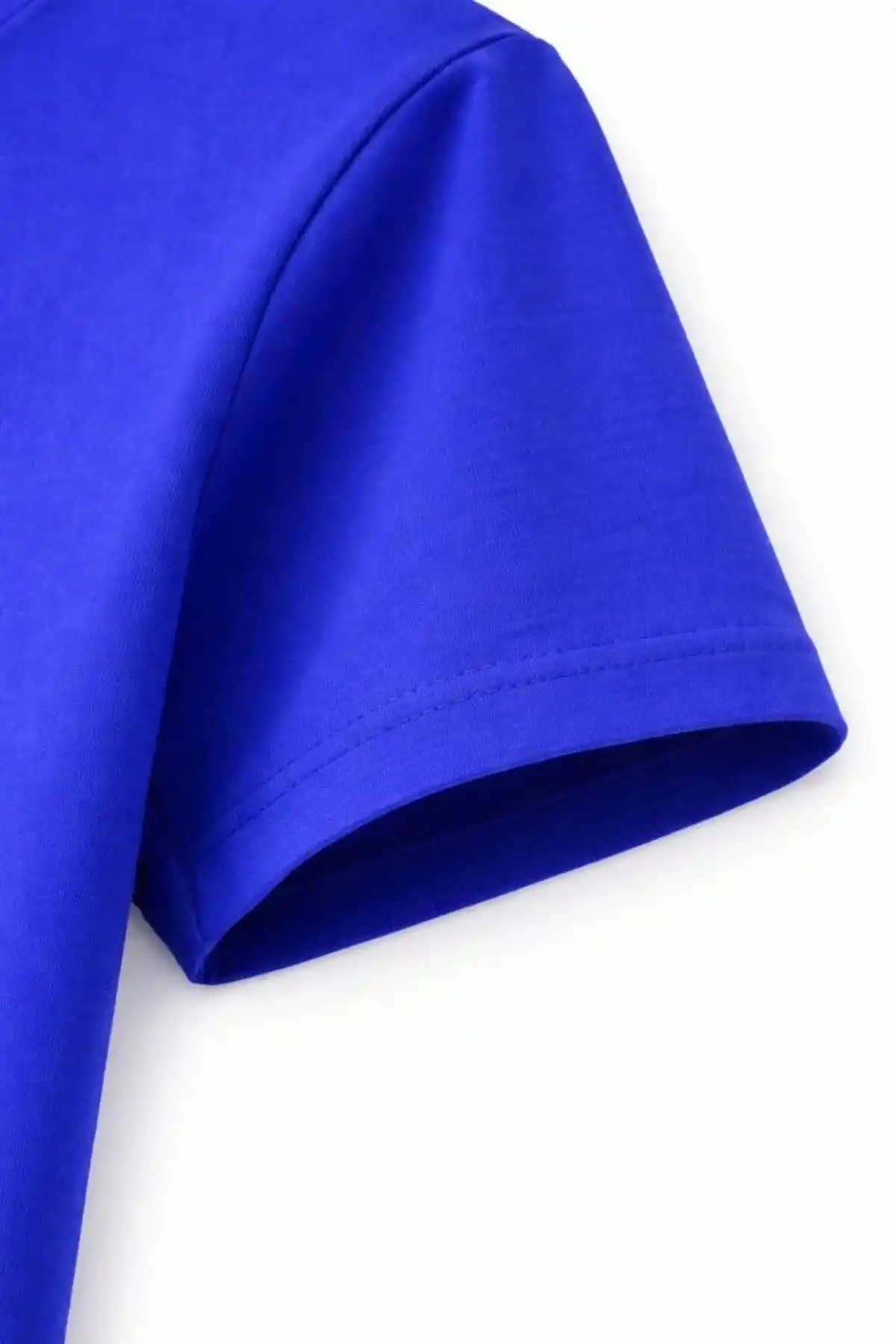 Genç Kız Çocuk V Yaka Tişört Model - Saks Mavisi