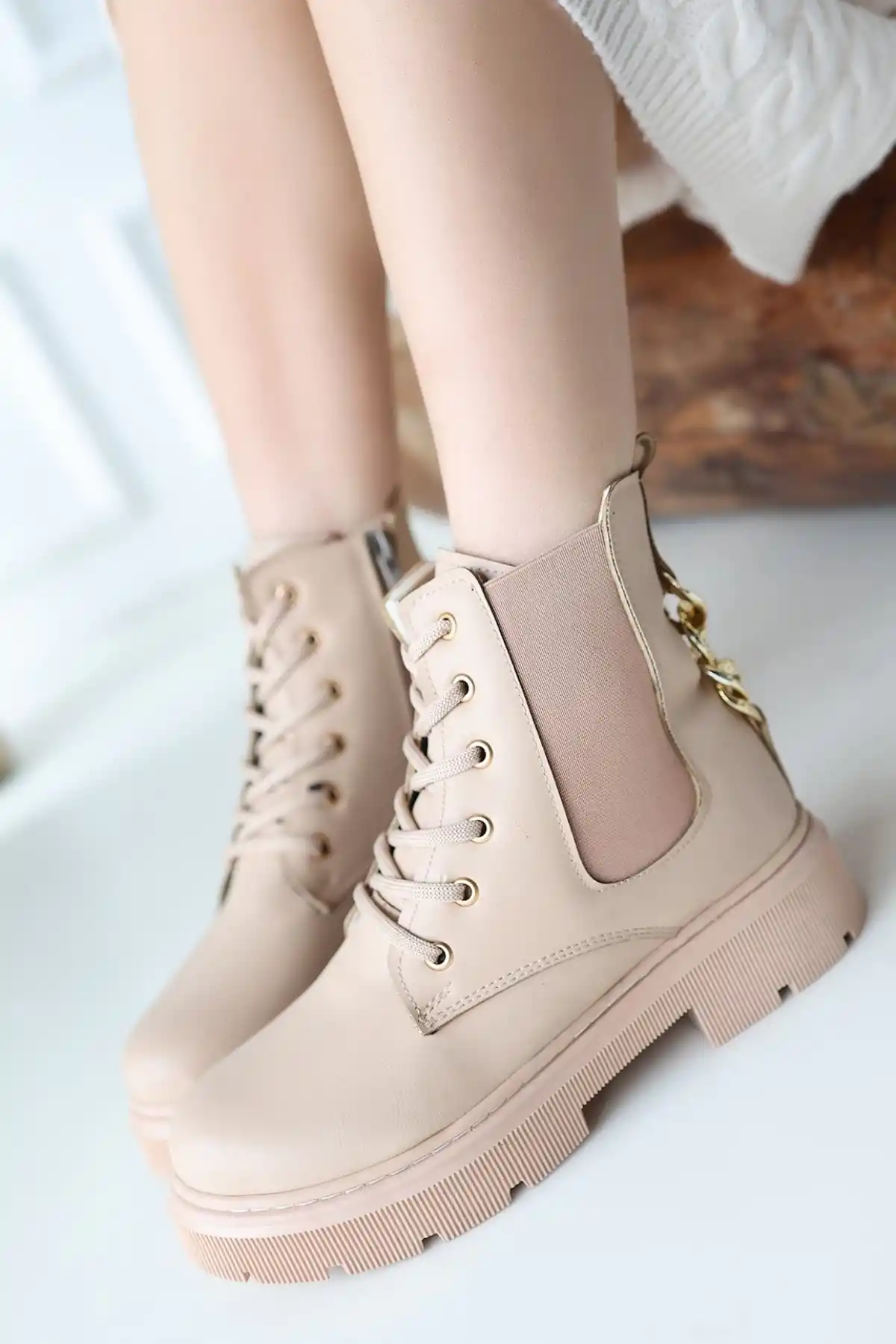 Harte Nude Cilt Bağcıklı Bot - GC