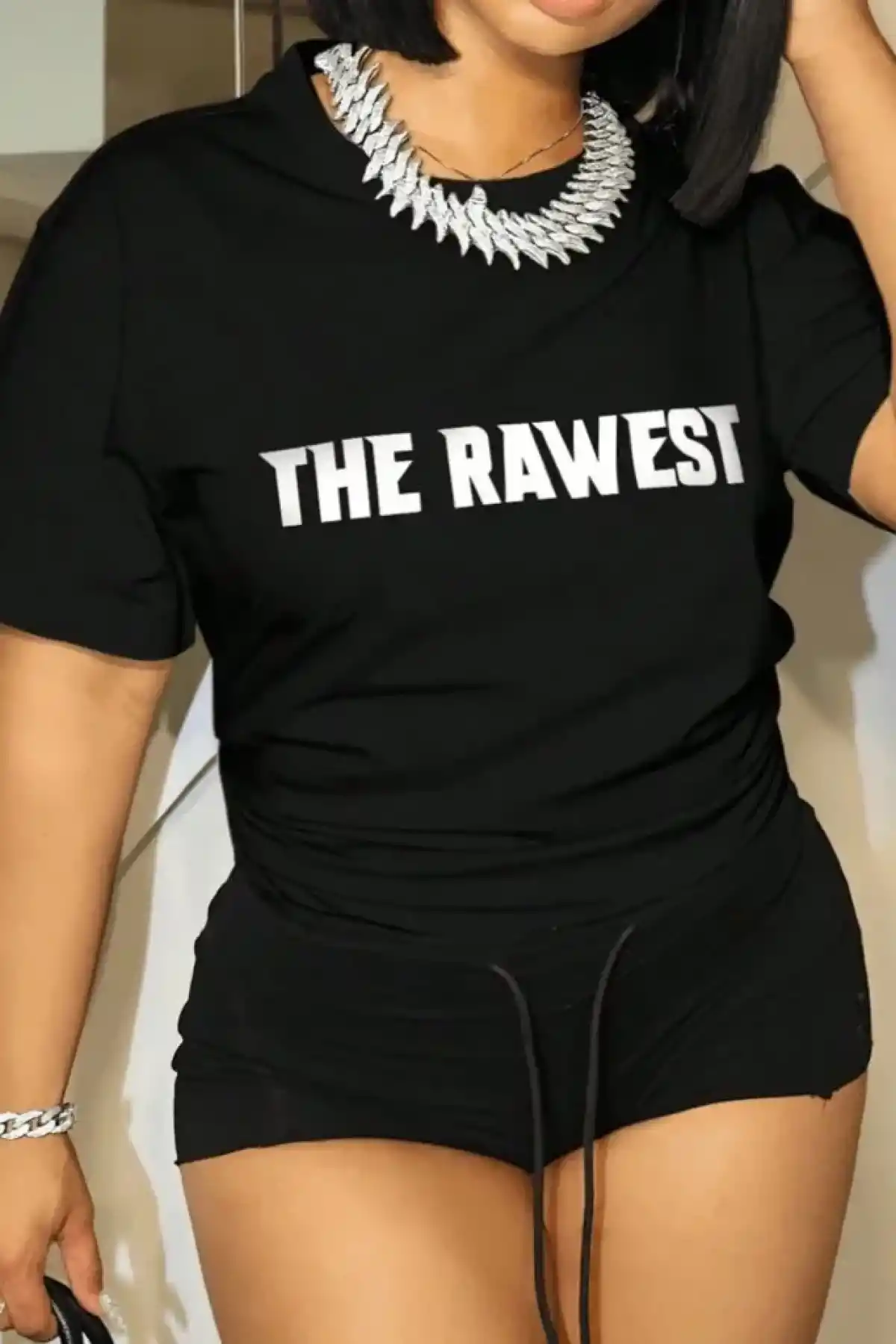 Kadın Baskılı Oversize T-shirt - Siyah