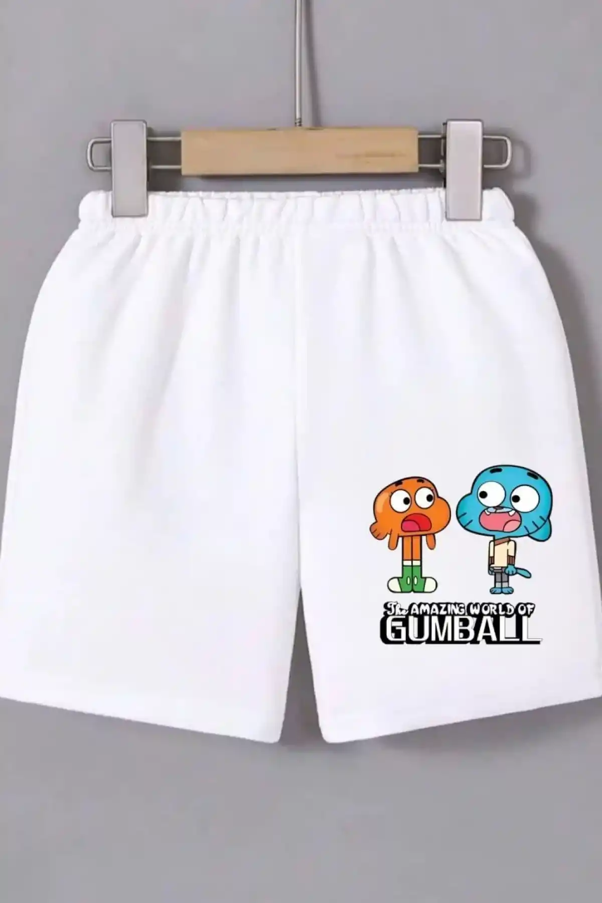 Kadın Beli Lastikli Baskılı Mini Şort - Beyaz