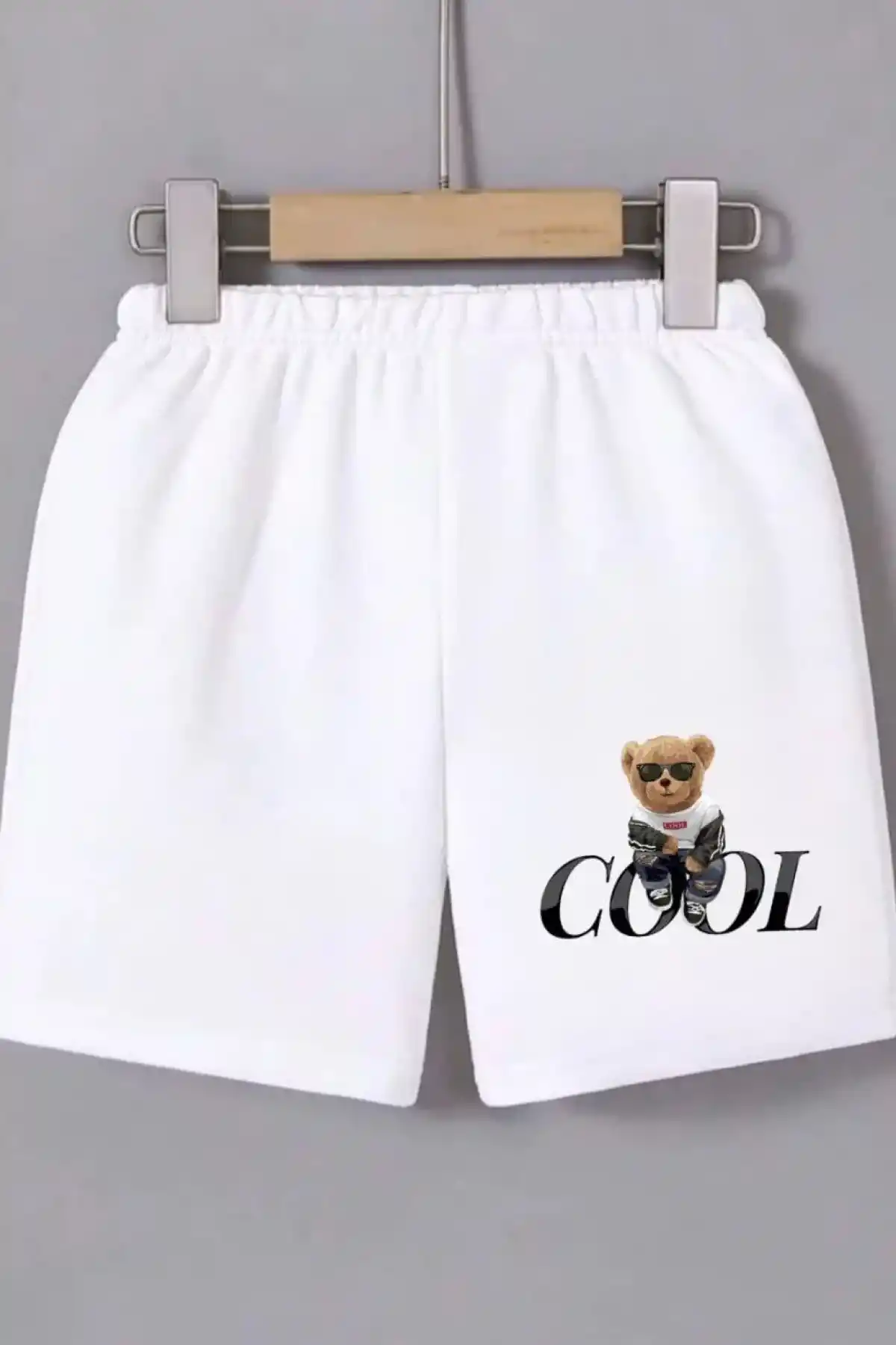 Kadın Beli Lastikli Baskılı Mini Şort - Beyaz