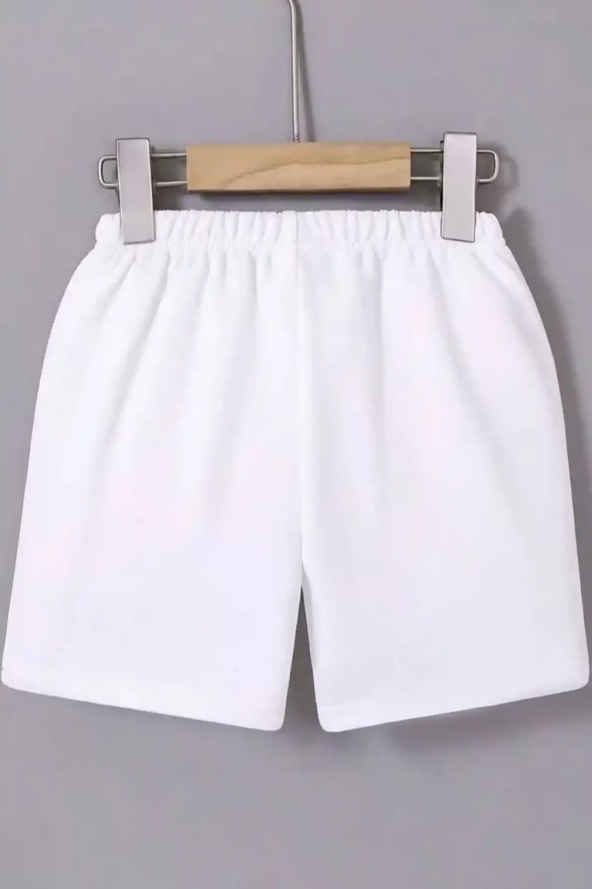 Kadın Beli Lastikli Mini Düz Şort - Beyaz