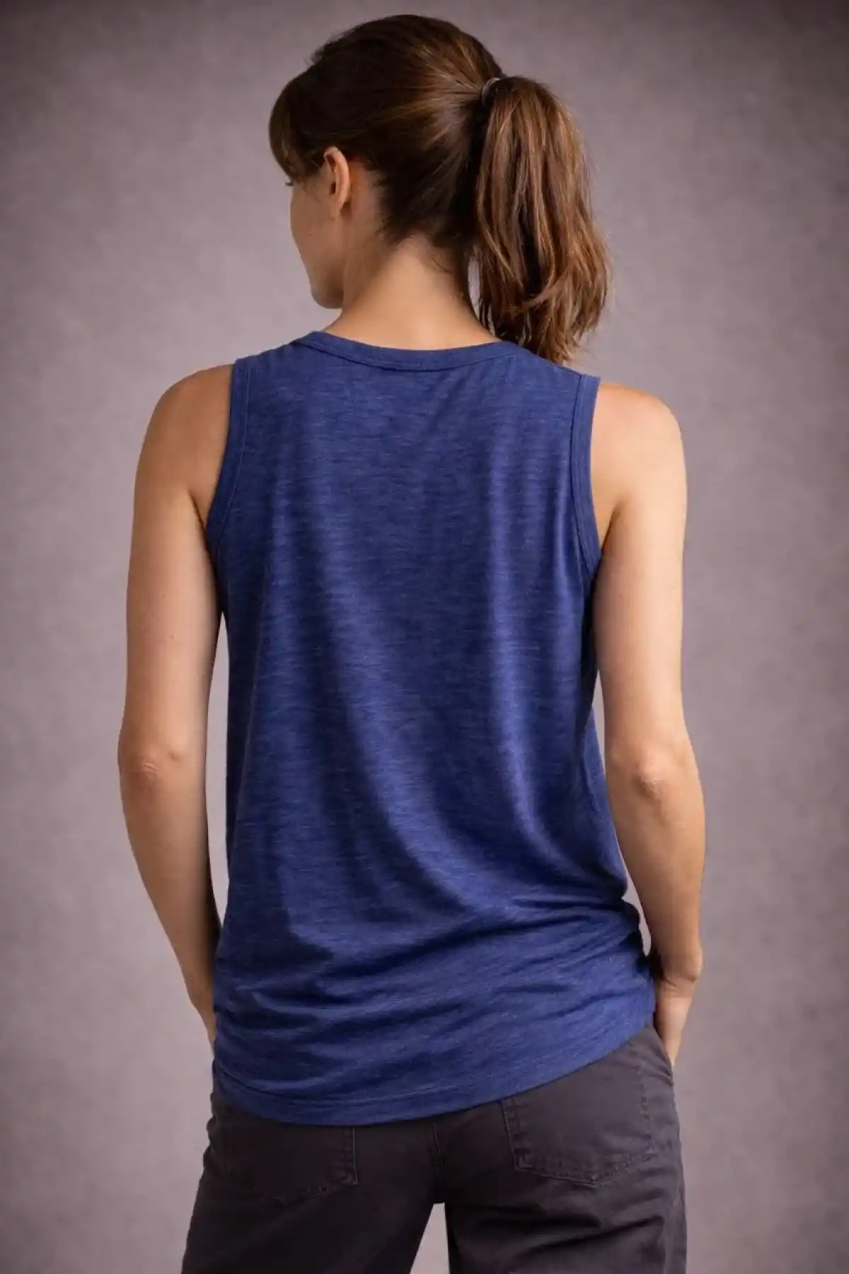 Kadın Flamlı Kumaş Sıfır Kolsuz Atlet Basic Spor Üst, Günlük ve Fitness Kullanımına Uygun - İndigo