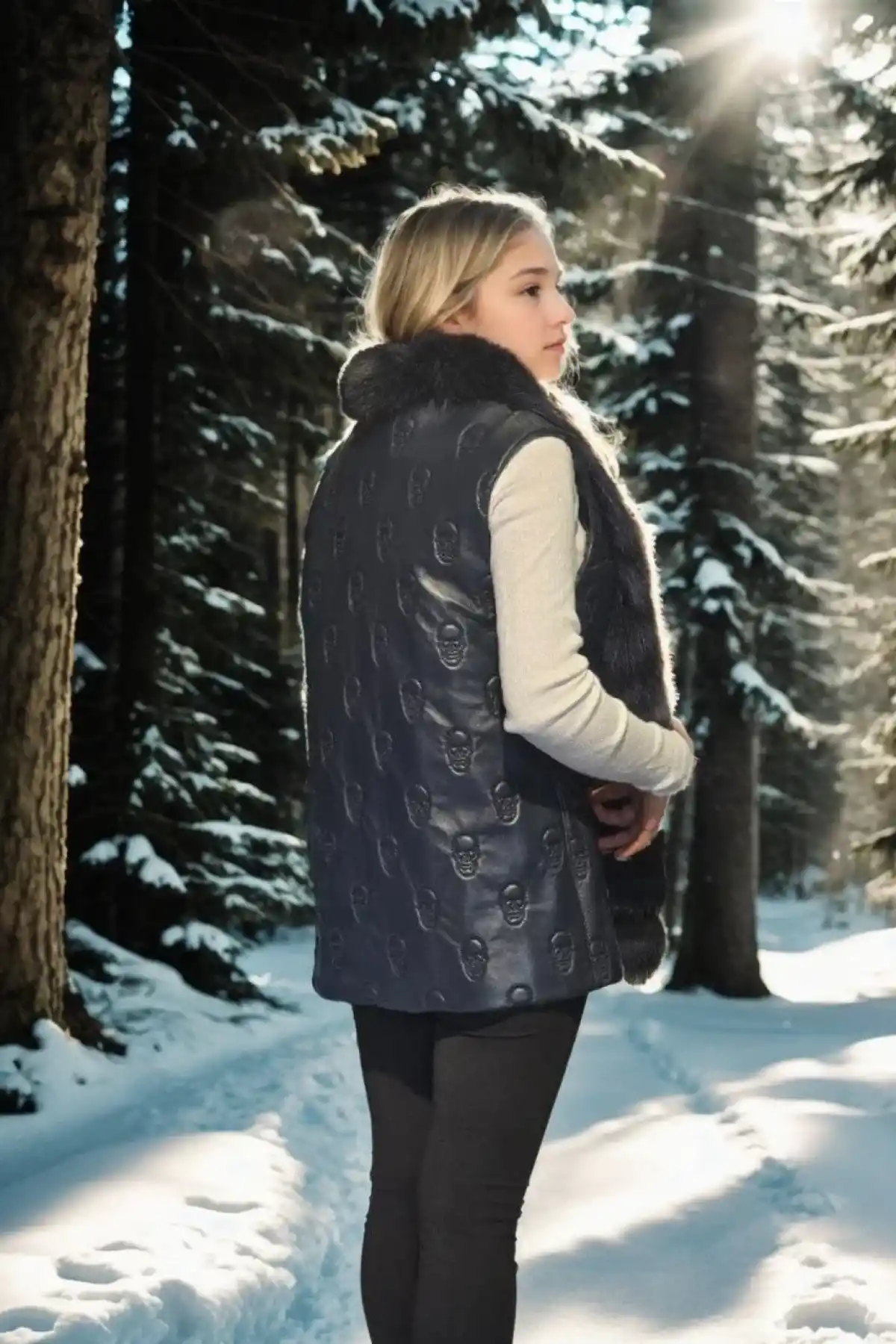 Kadın Kolsuz Fermuarlı Yelek - Lacivert