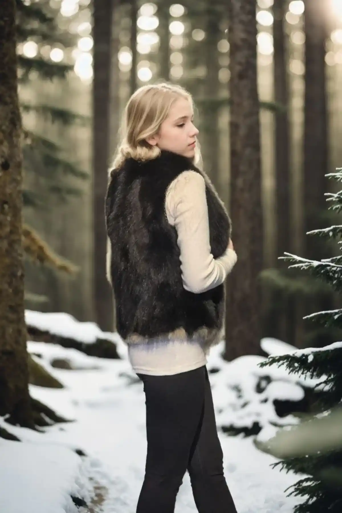 Kadın Kolsuz Fermuarlı Yelek - Siyah