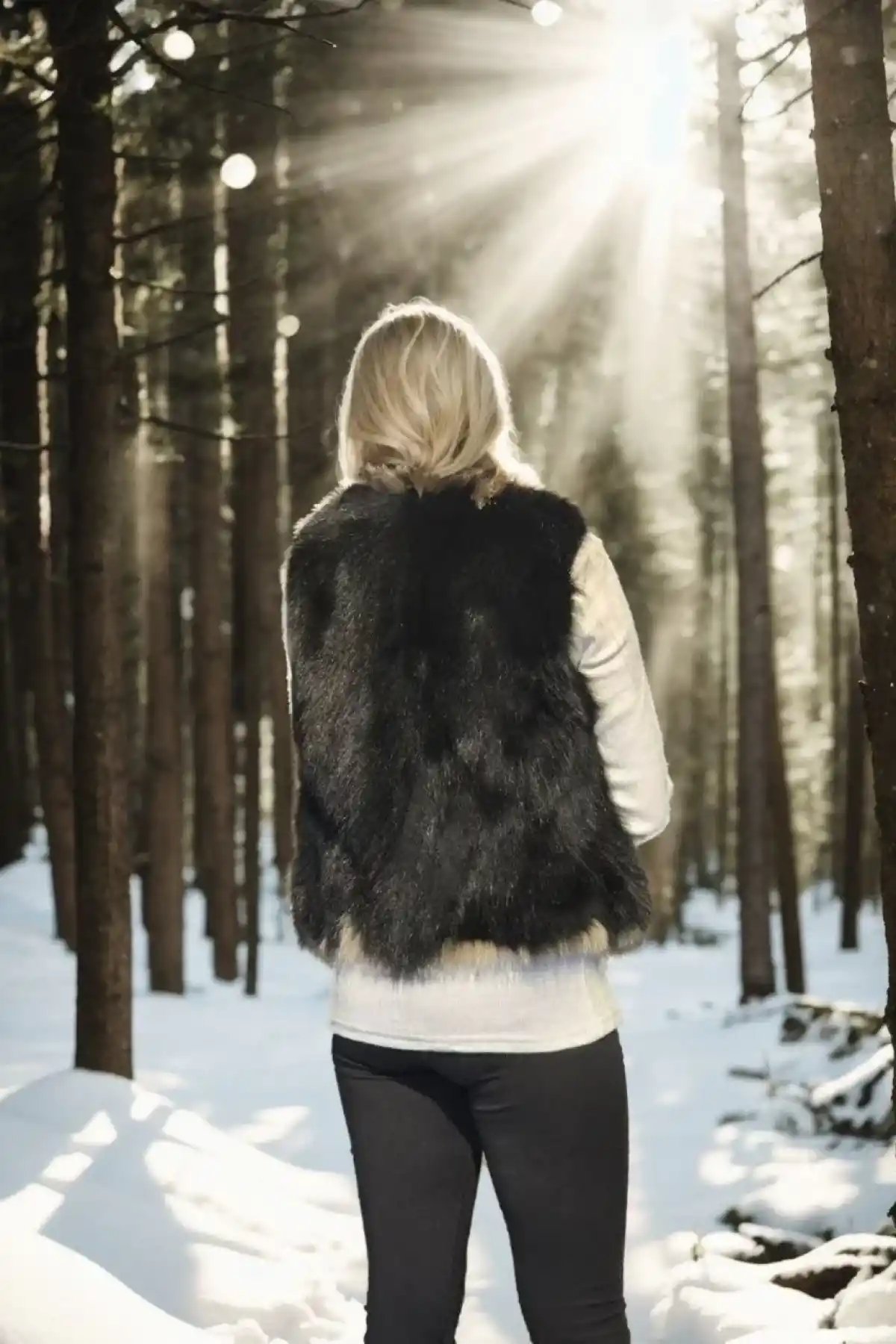 Kadın Kolsuz Fermuarlı Yelek - Siyah