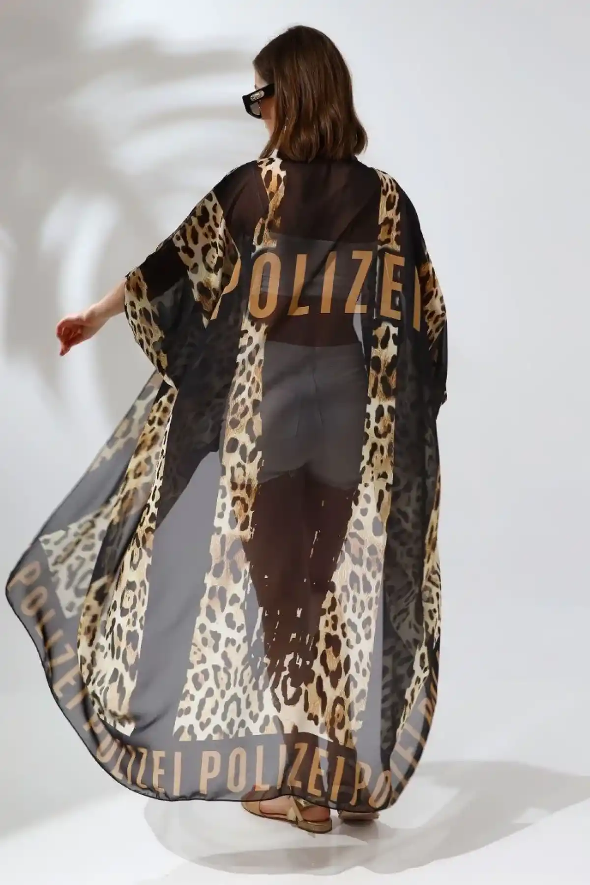 Kadın Rahat Kesim Şifon Kimono - Leopar