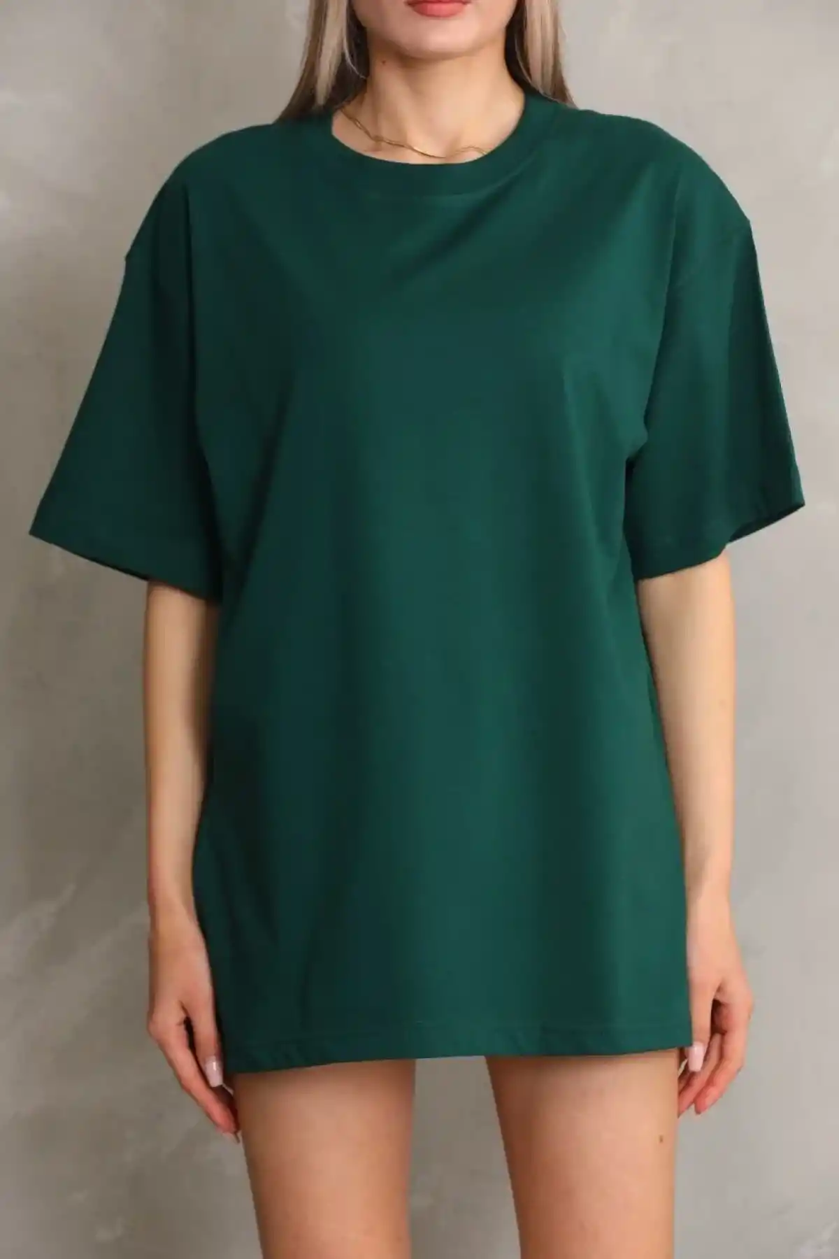 Kadın Regular Fit Tişört Bisiklet Yaka Yazlık Kısa Kol Basıc T-Shirt - Yeşil