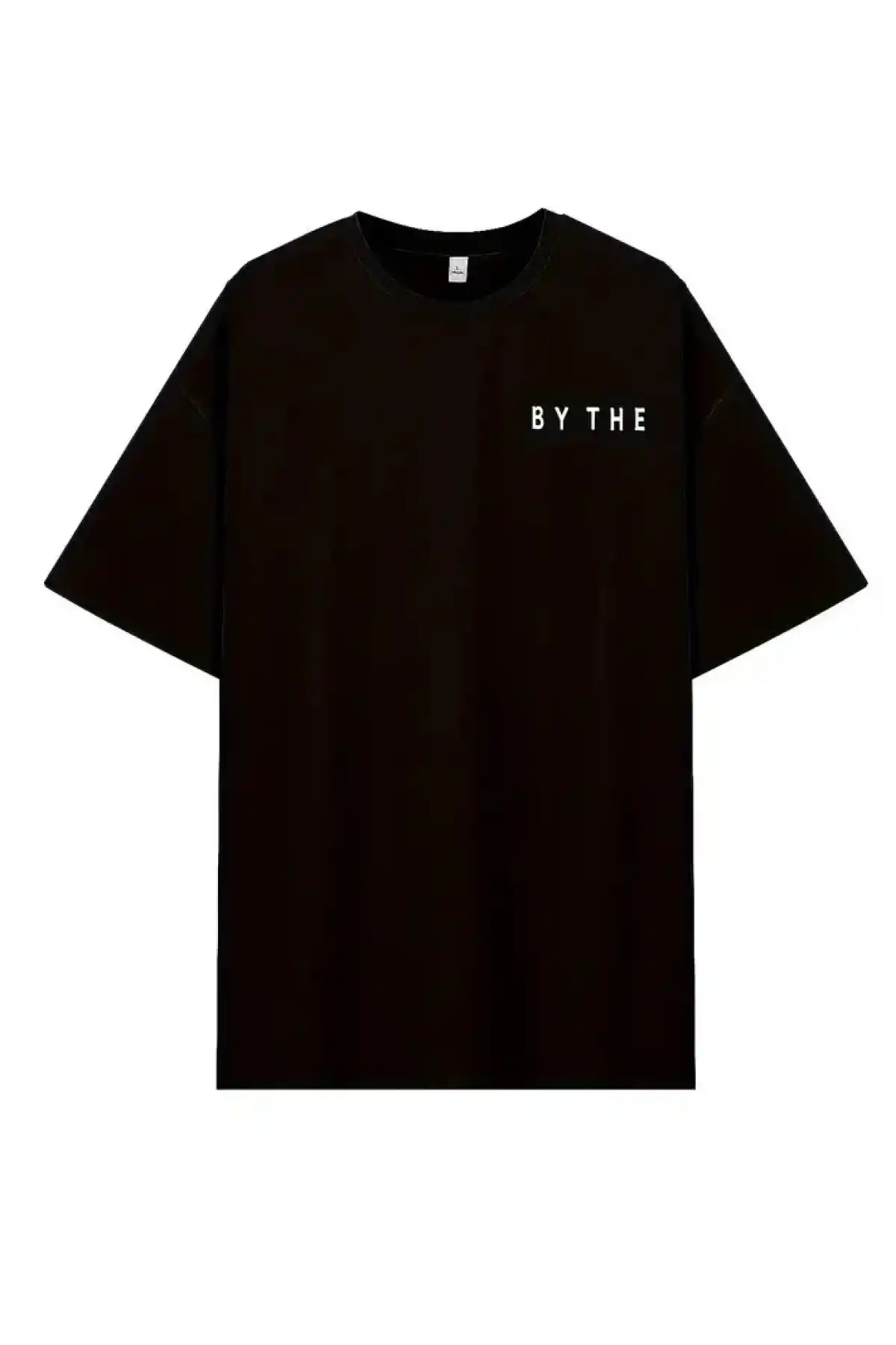 Kadınlar İçin Geniş Kesim Tişört - Kısa Kollu, Bol Kesim, Manzaralı Okyanus Baskı, Günlük Yazlık Üst, Siyah- Siyah