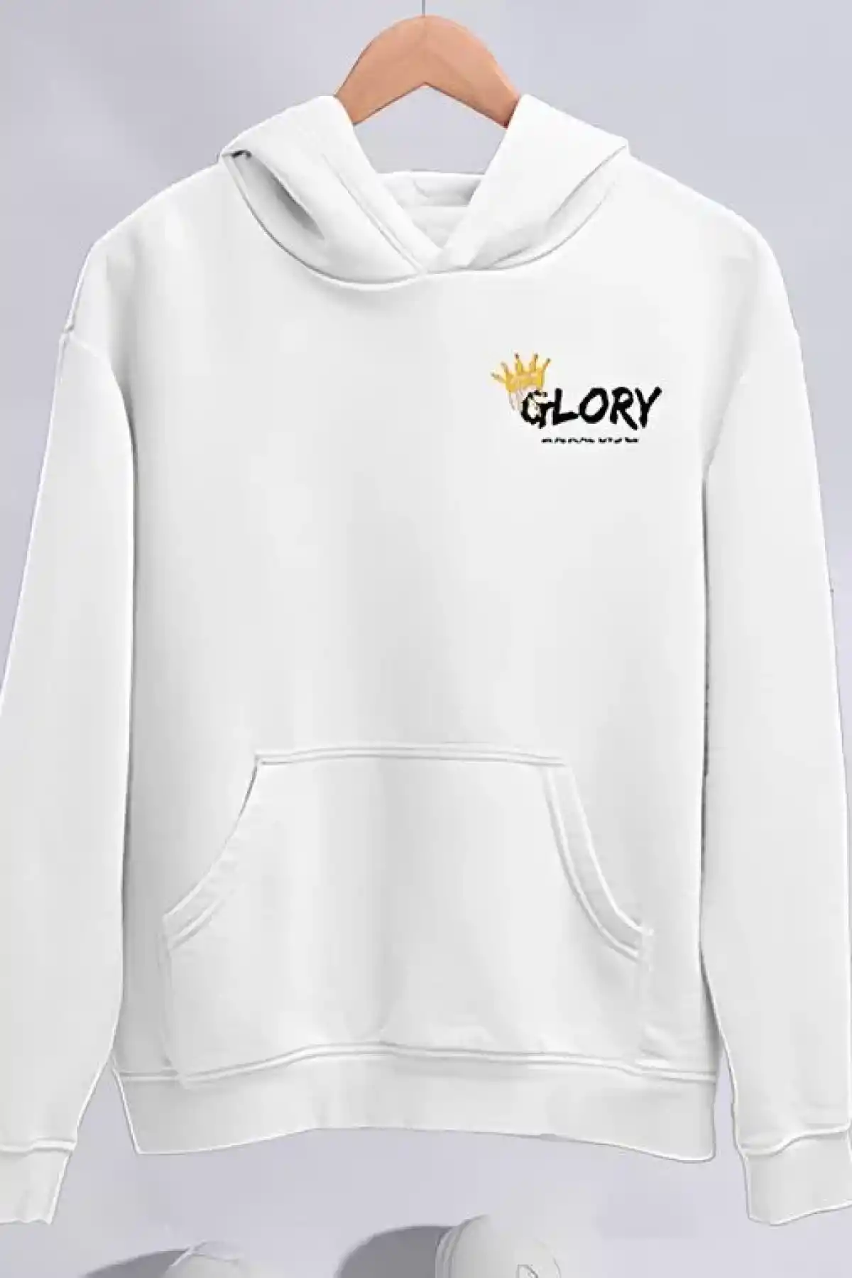 Kışlık Üç İplik Kapüşonlu SweatShirt - Beyaz