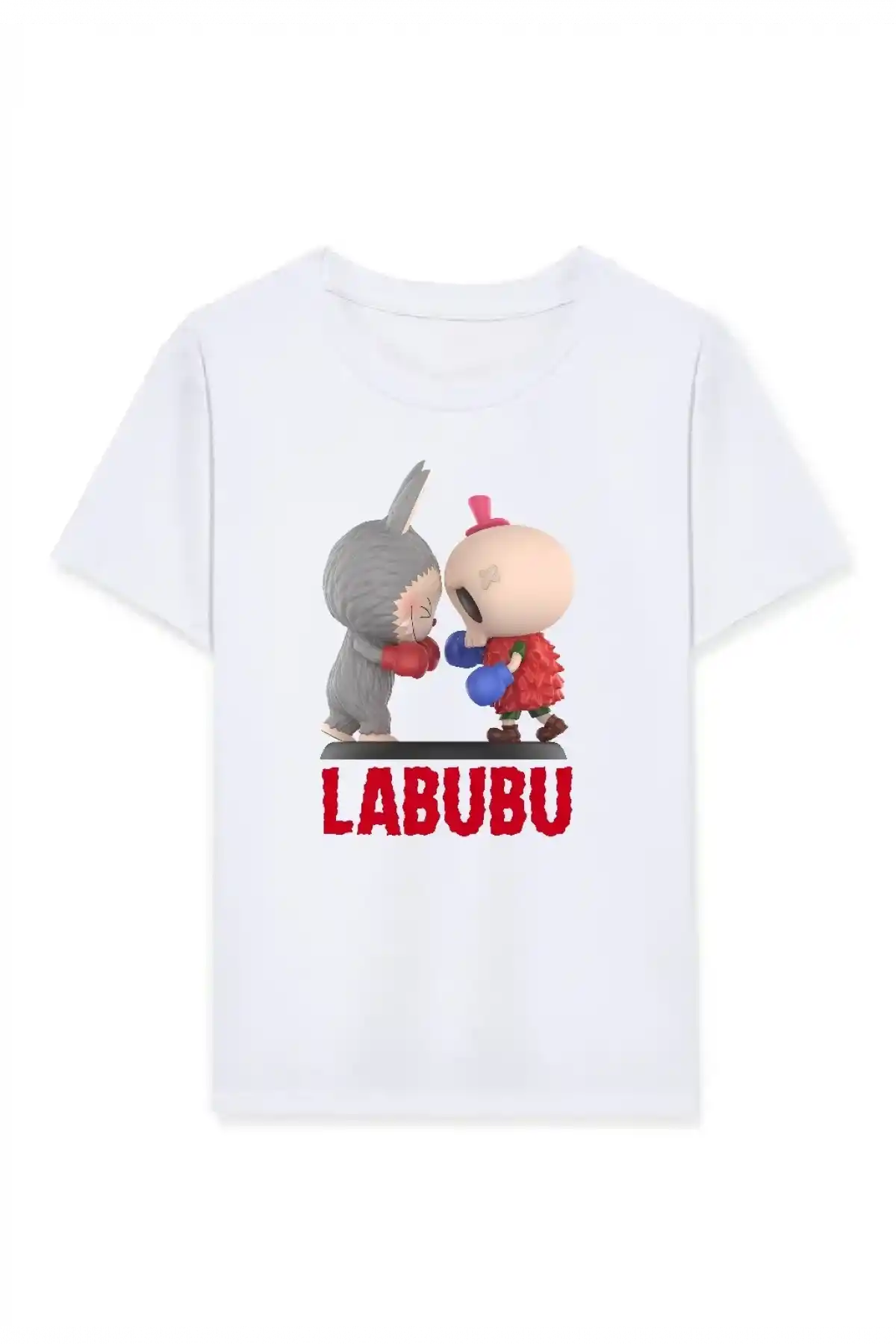 Kız Labubu Çocuk Baskılı T-Shirt - Beyaz