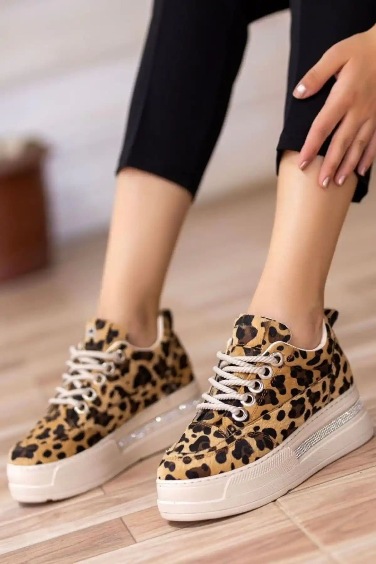 Lulu Leopar Süet Bağcıklı Spor Ayakkabı - GC