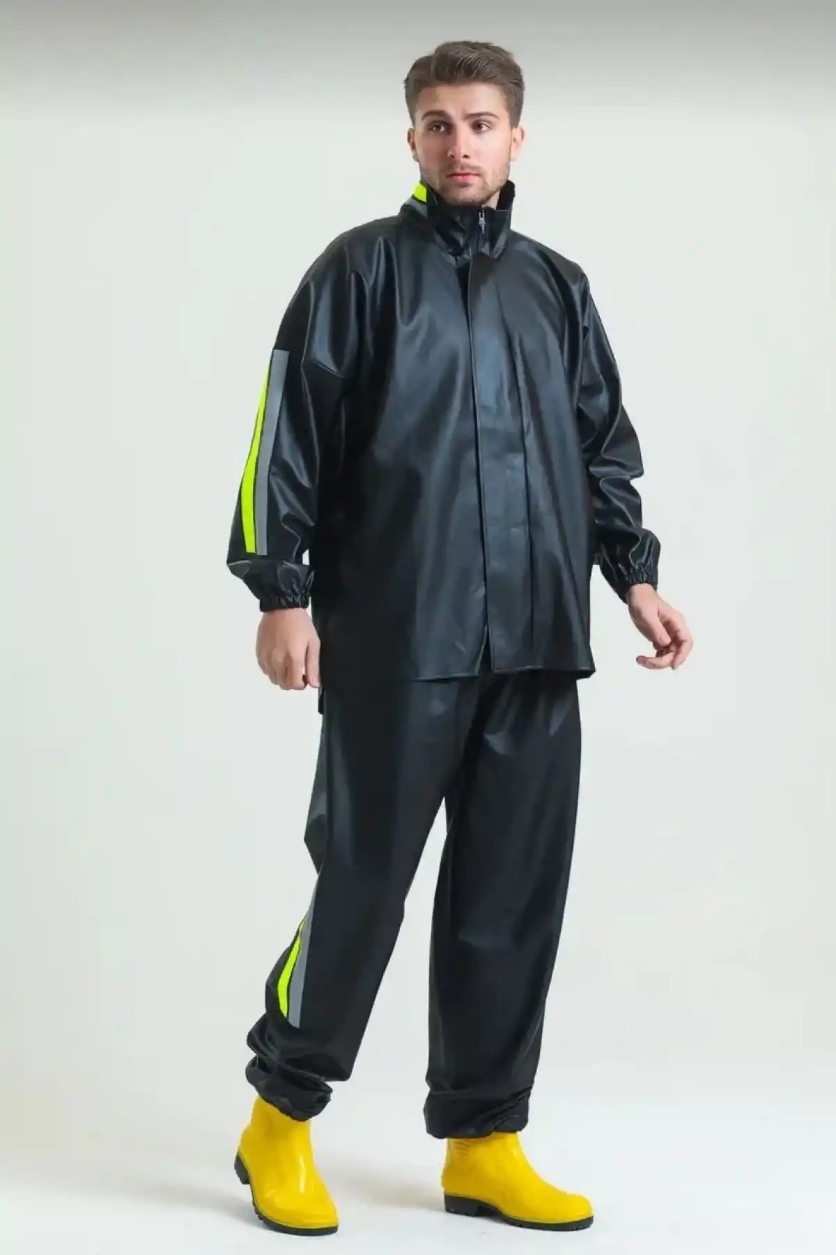 Motorcu Kurye Su Geçirmez Yağmurluk Takım - Siyah