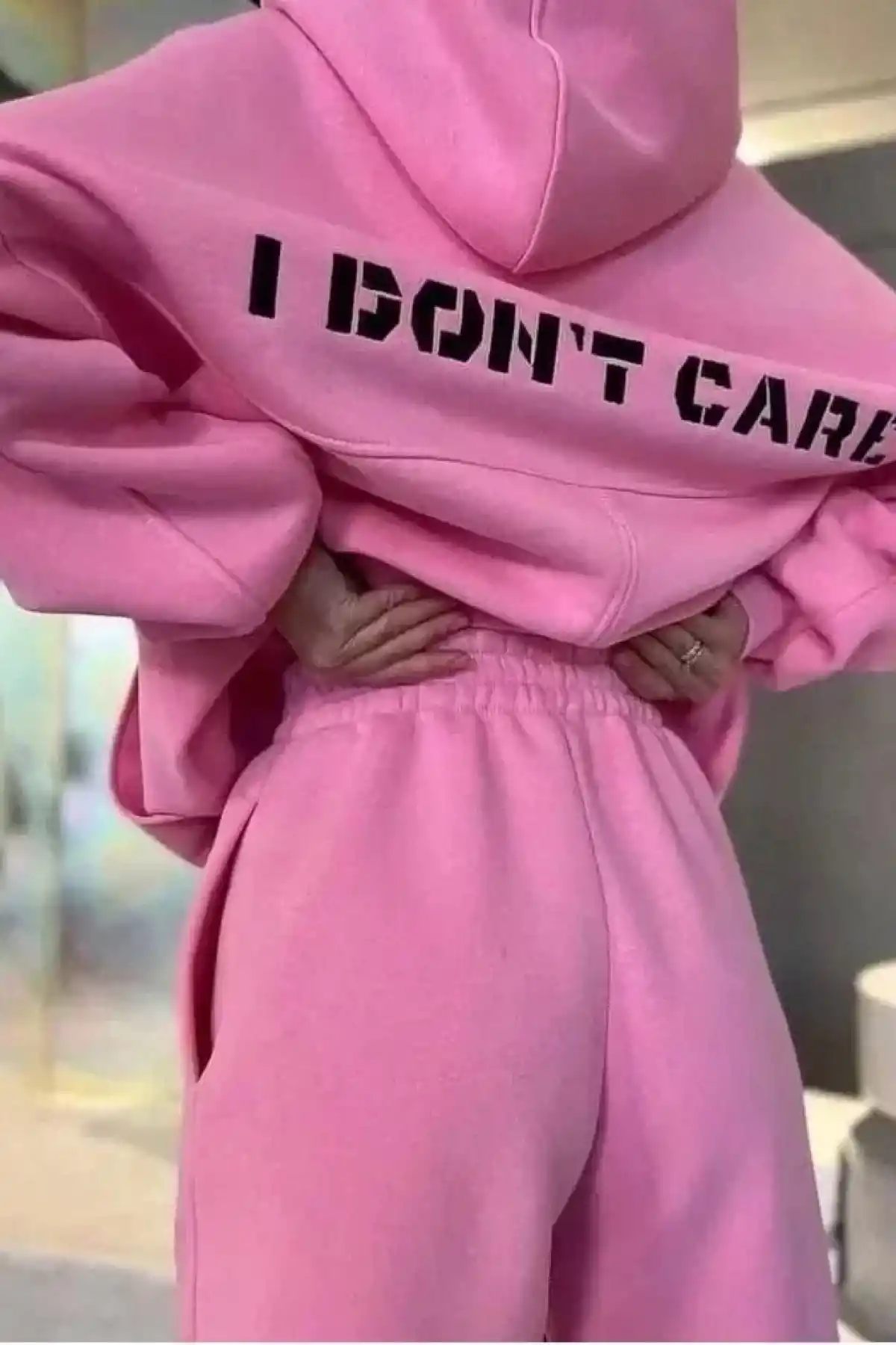 Nakış İşlemeli Üç İplik Sweat Takım- Pembe