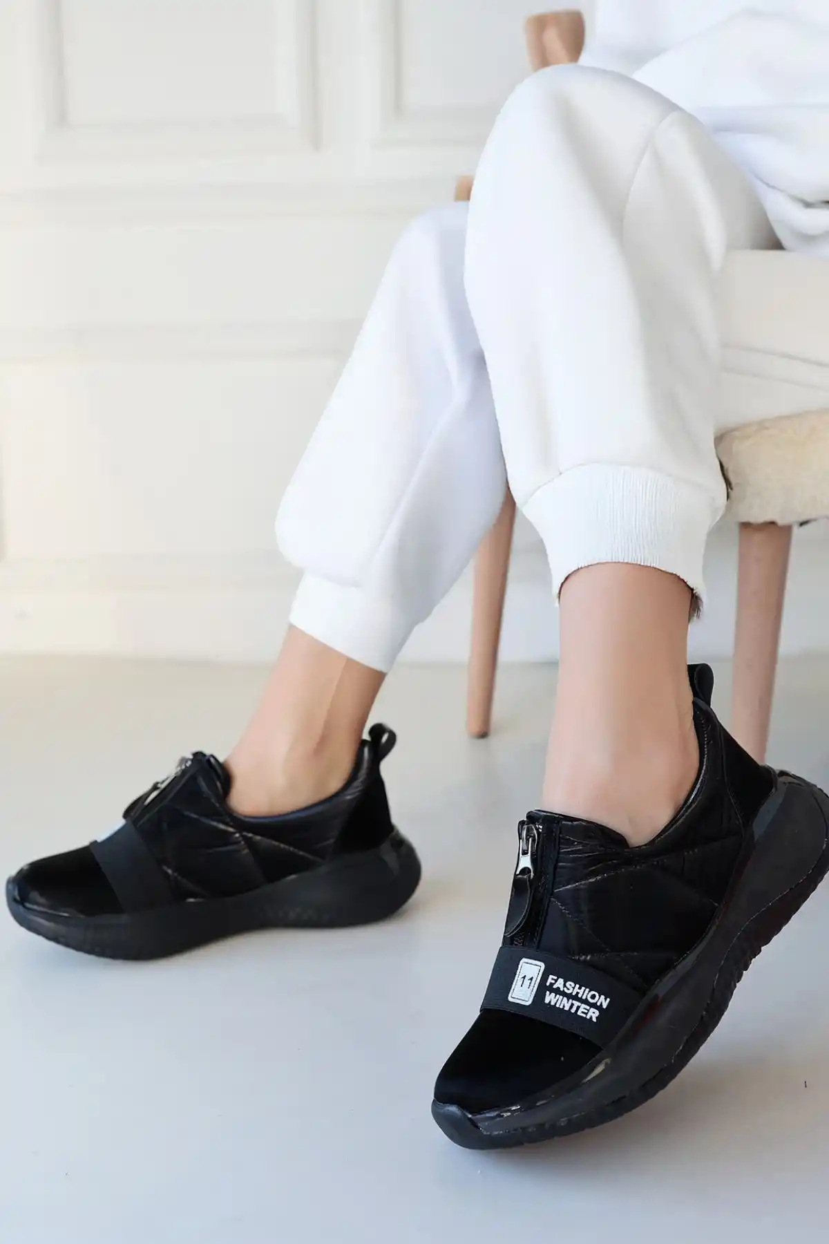 Nikeo Siyah Paraşüt Siyah Tabanlı Spor Ayakkabı - GC