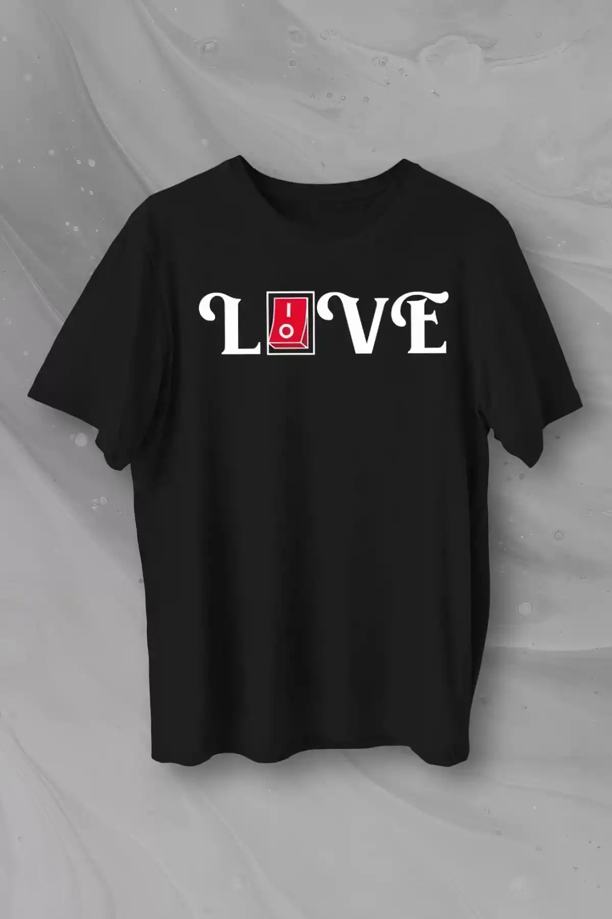Sevgililer Günü İçin Özel Tasarım Love Baskılı T-shirt - Siyah