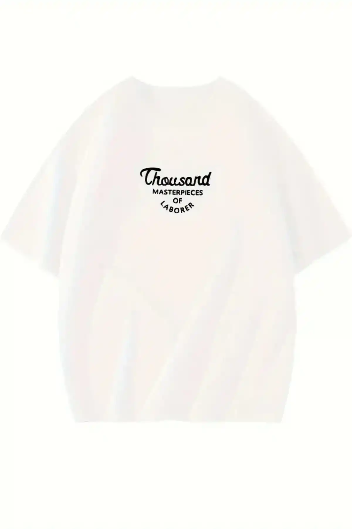 Kadın Thousand  Baskılı Oversize Bisiklet Yaka T-shirt - Beyaz