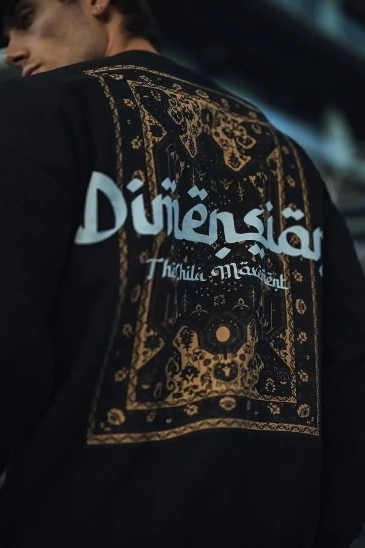 Erkek 3 iplik Pamuklu Bisiklet Yaka Baskılı SweatShirt - Siyah