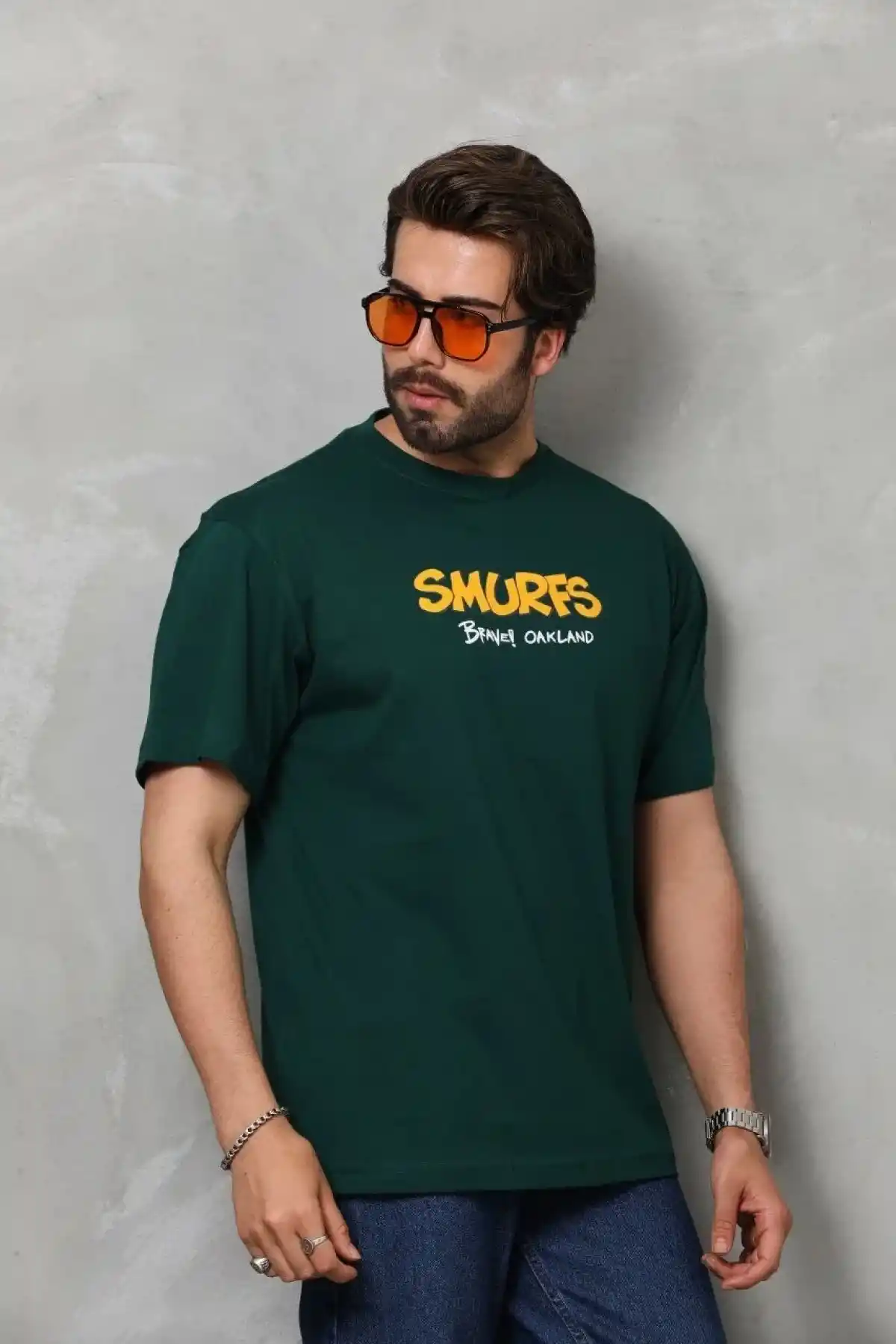 ERKEK Basic Bisiklet Yaka Oversize T-Shirt - Yeşil