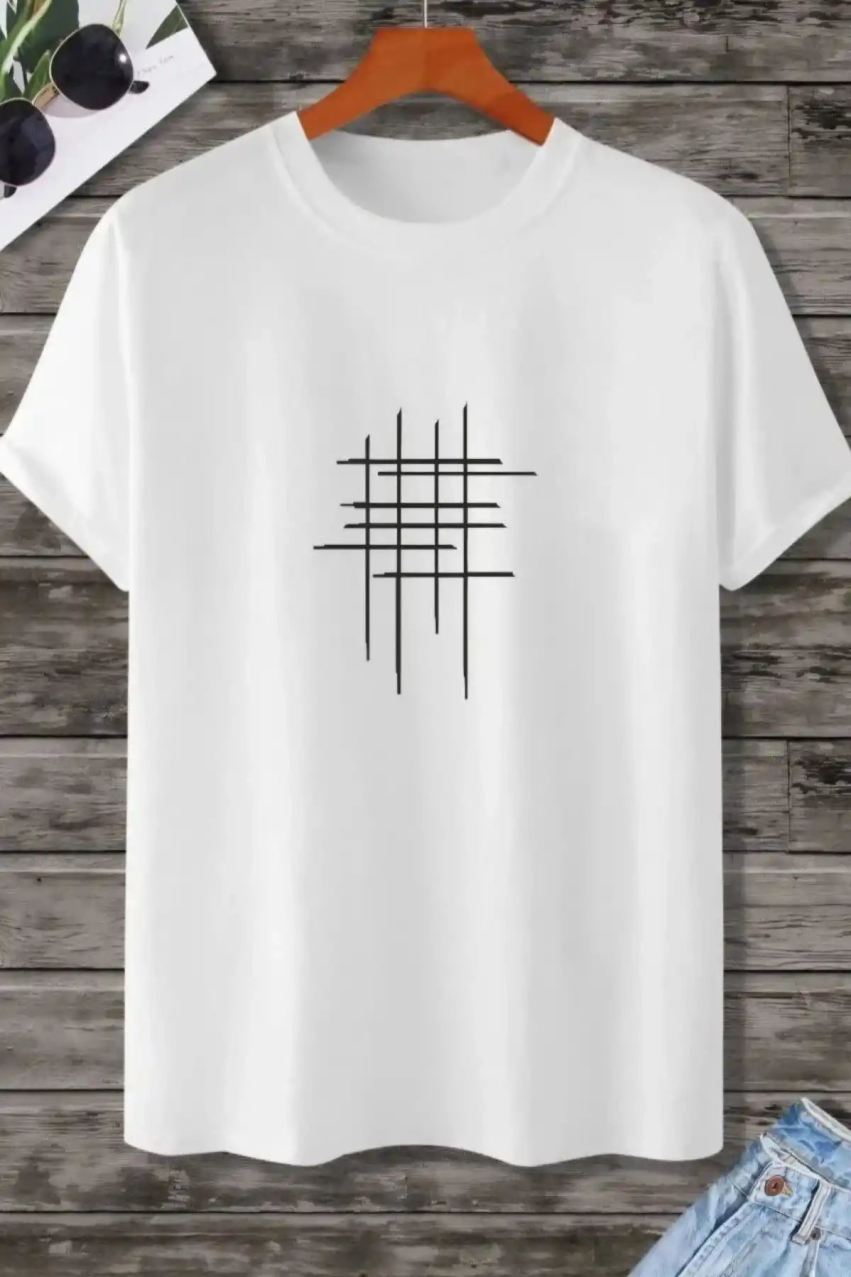 Kadın Baskılı Oversize T-Shirt - Beyaz