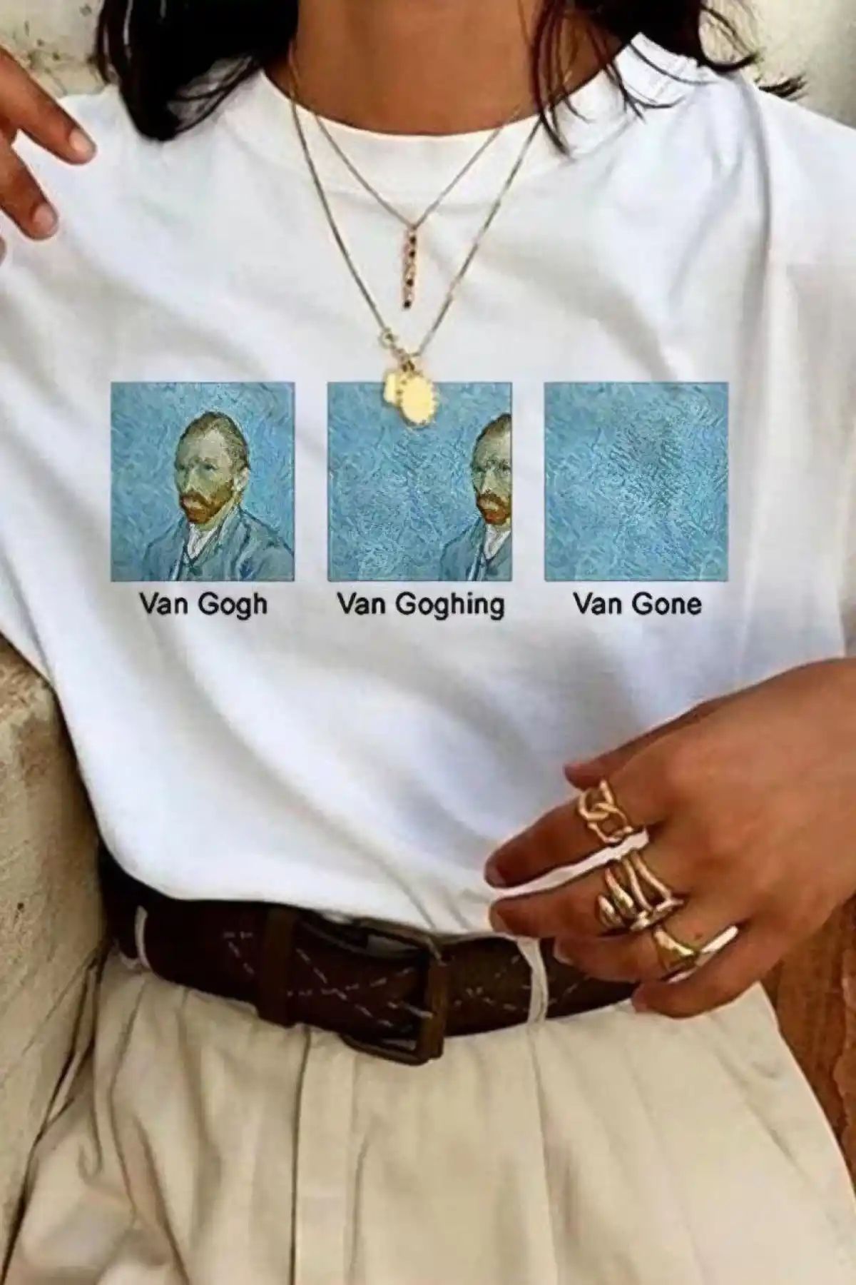 Unisex Baskılı Oversize T-Shirt - Beyaz