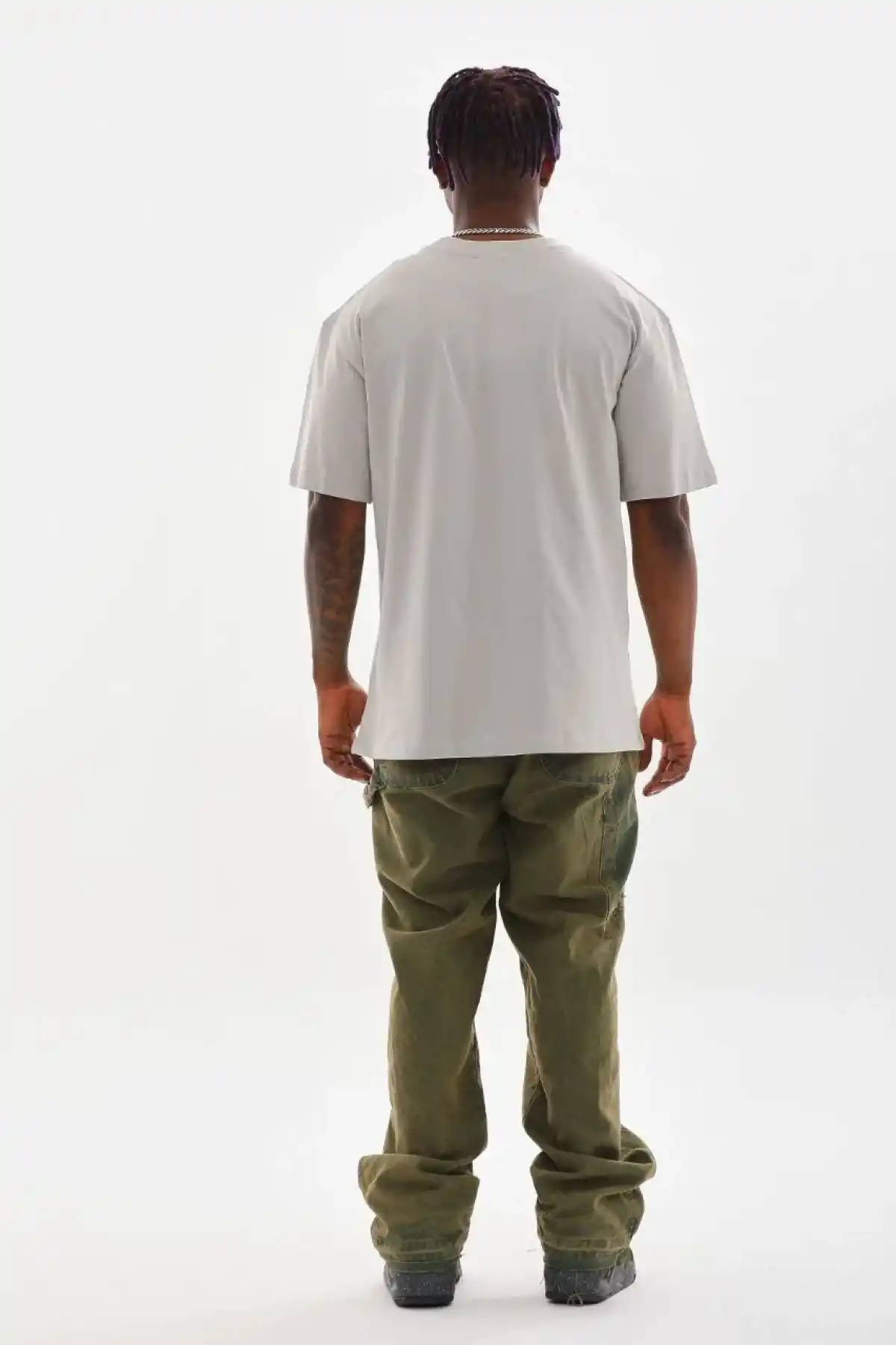 Erkek Baskılı T-Shirt Kısa Kol Bisiklet Yaka Rahat Kalıp Tişört  - Gri