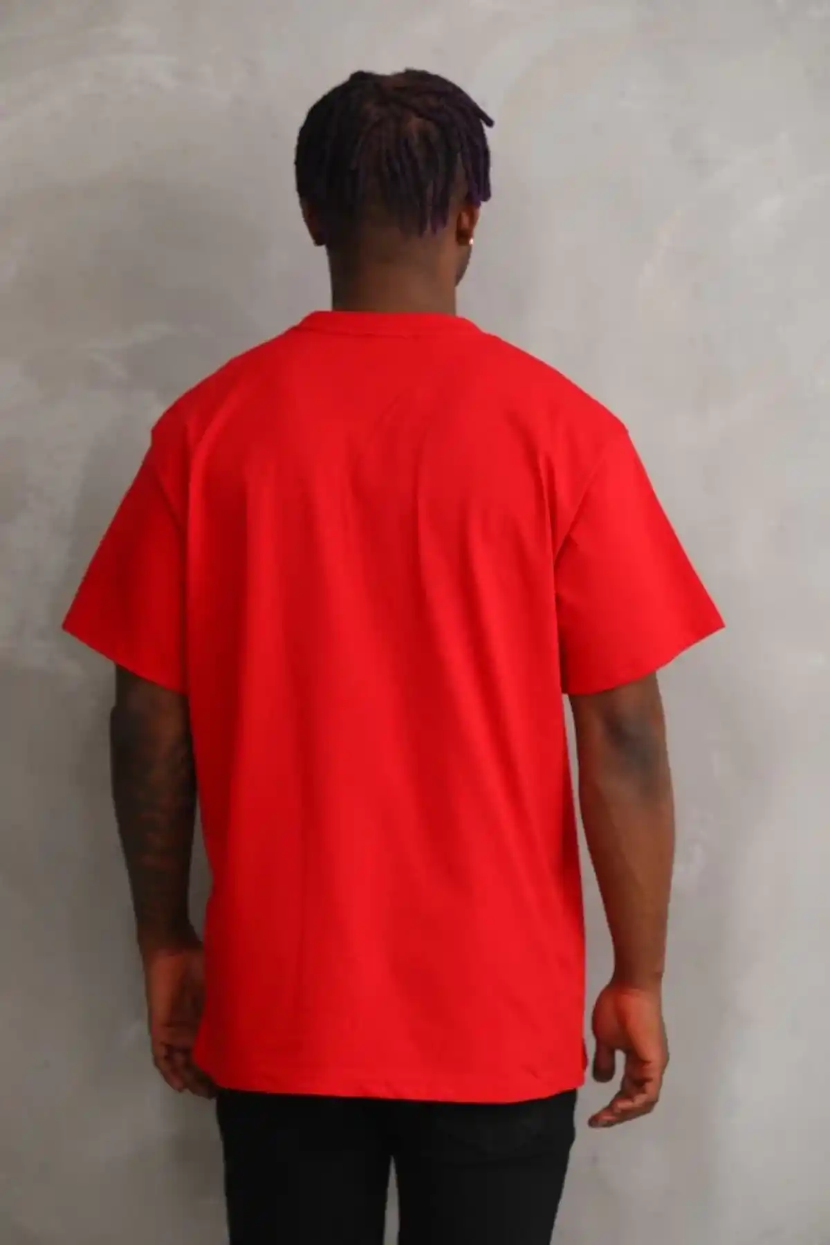 ERKEK Baskılı Oversize T-Shirt - Kırmızı