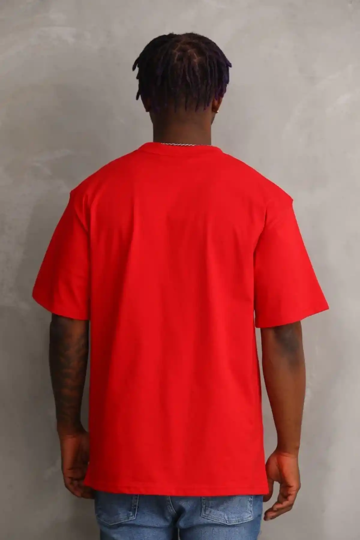 ERKEK Baskılı Oversize T-Shirt - Kırmızı