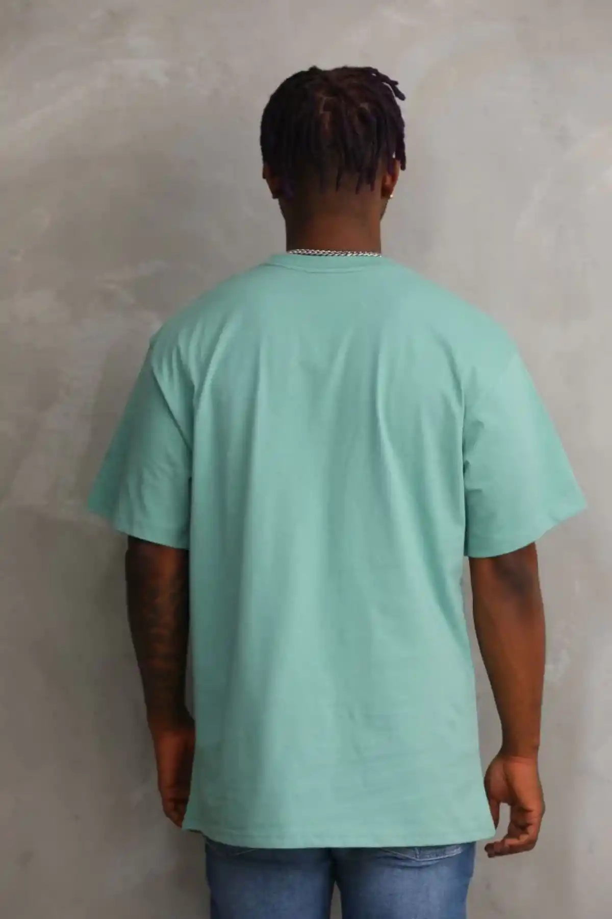ERKEK Baskılı Oversize T-Shirt - Mint Yeşili