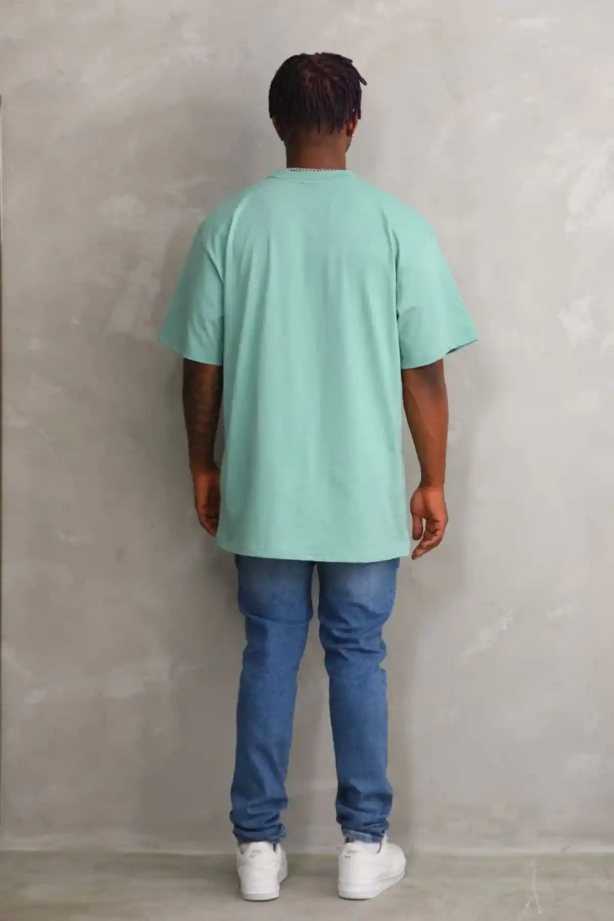 ERKEK Baskılı Oversize T-Shirt - Mint Yeşili