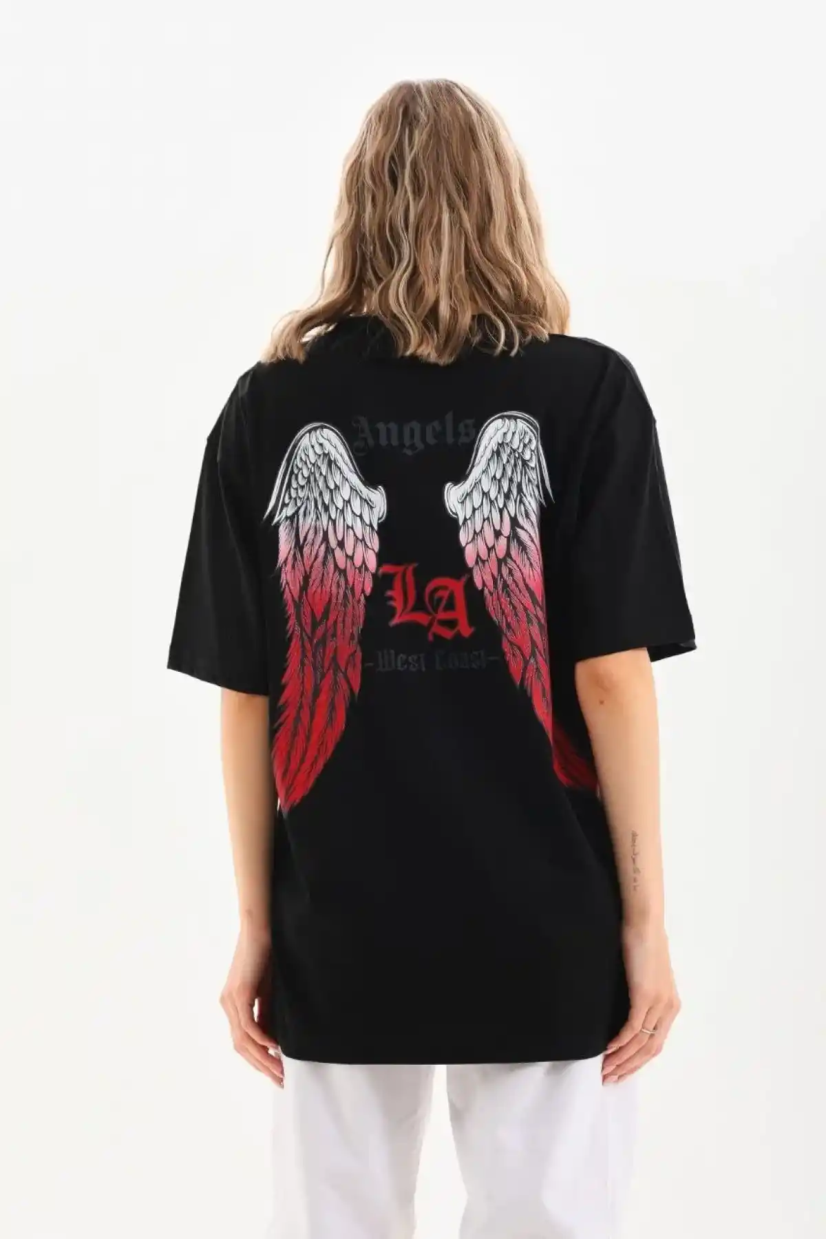 Kadın Baskılı Oversize T-Shirt - Siyah