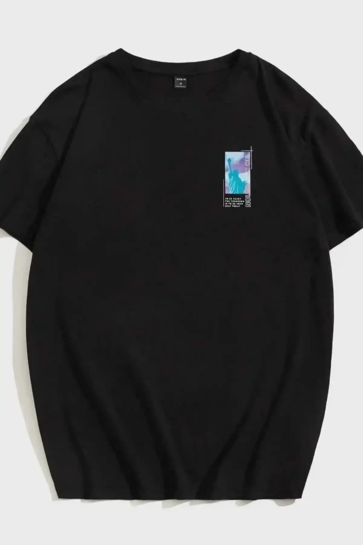 kadın Baskılı Oversize T-Shirt - Siyah