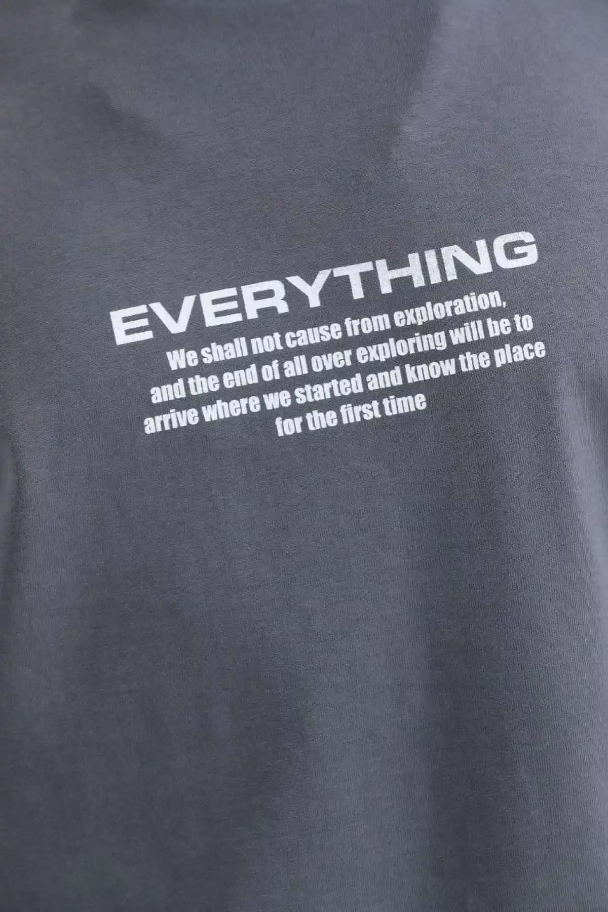 Erkek  Bisiklet Yaka Baskılı Oversize T-Shirt - Gri