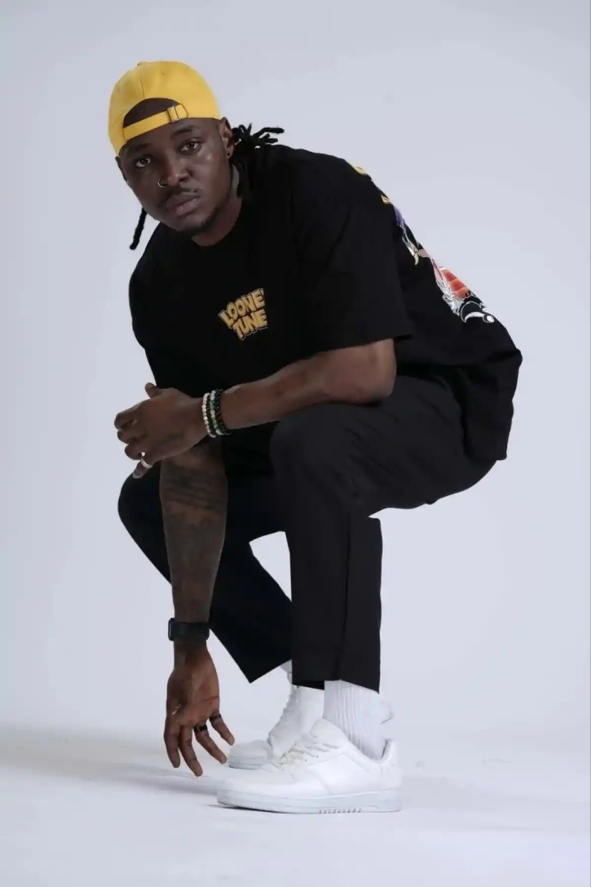 Bisiklet Yaka Baskılı Oversize T-Shirt - Siyah