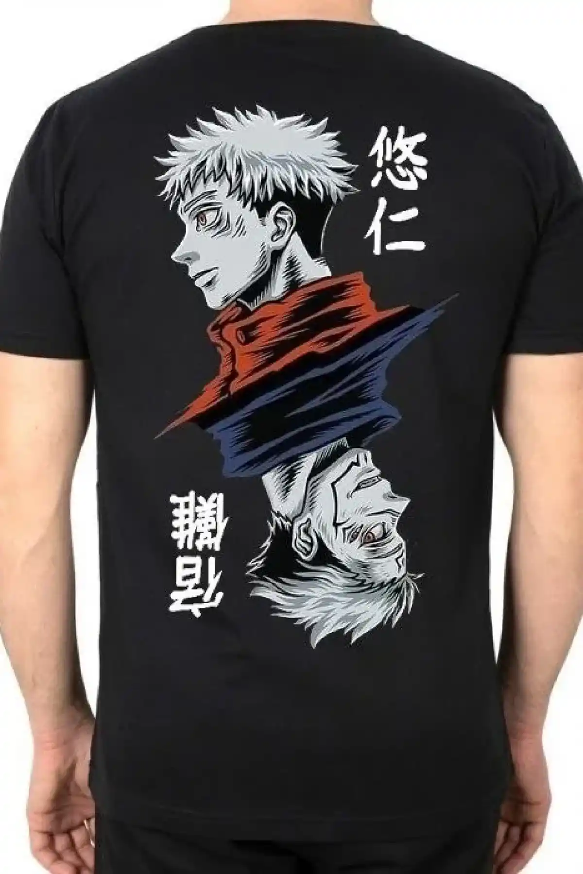 Erkek  Bisiklet Yaka Baskılı Oversize T-Shirt - Siyah