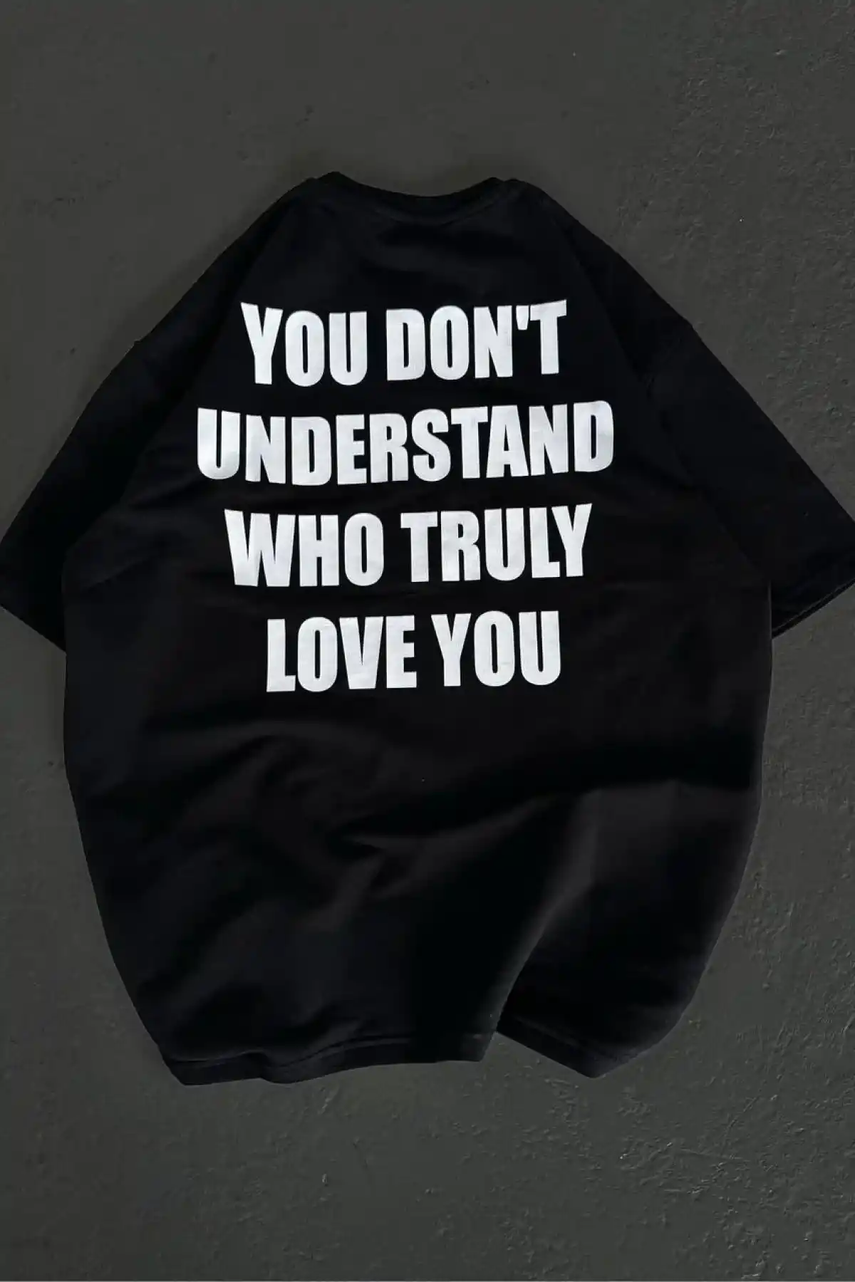 Kadın Bisiklet Yaka Baskılı Oversize T-Shirt - Siyah