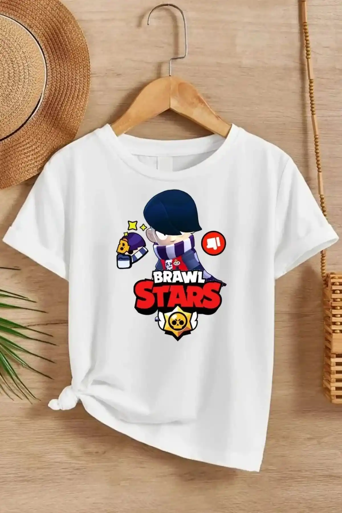 Unisex Bisiklet Yaka Kısa Kol Baskılı Çocuk T-Shirt - Beyaz