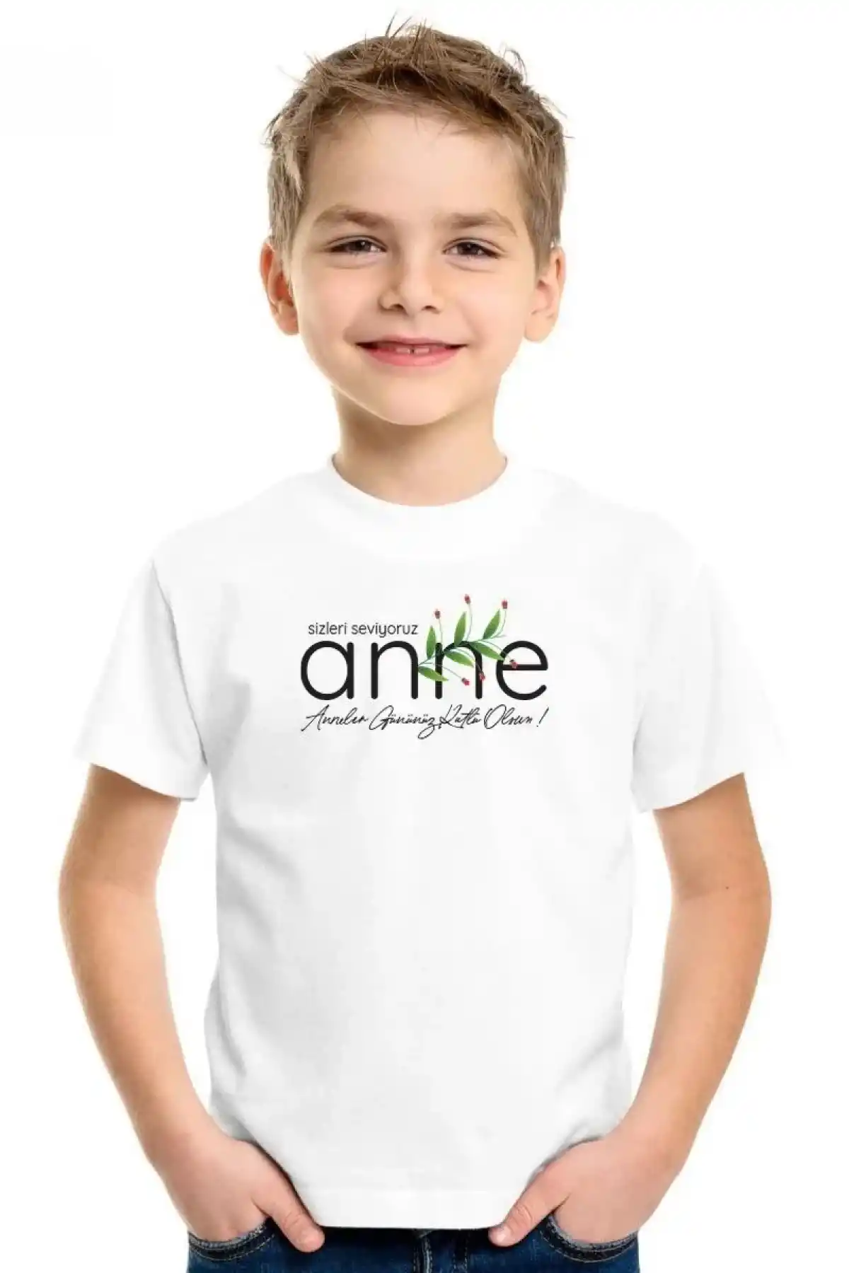 Unisex Çocuk Baskılı T-Shirt - Beyaz