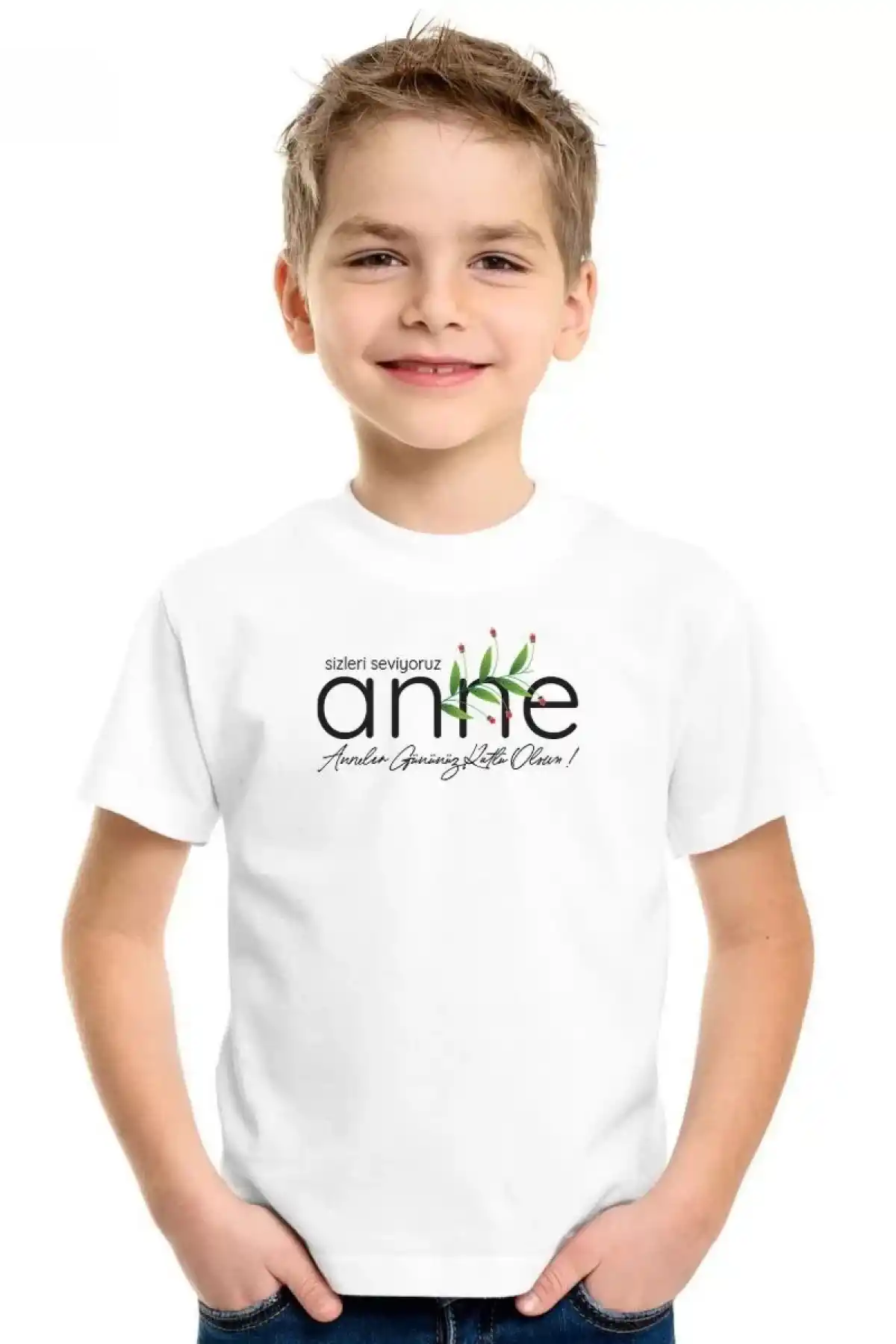 Unisex Çocuk Baskılı T-Shirt - Beyaz