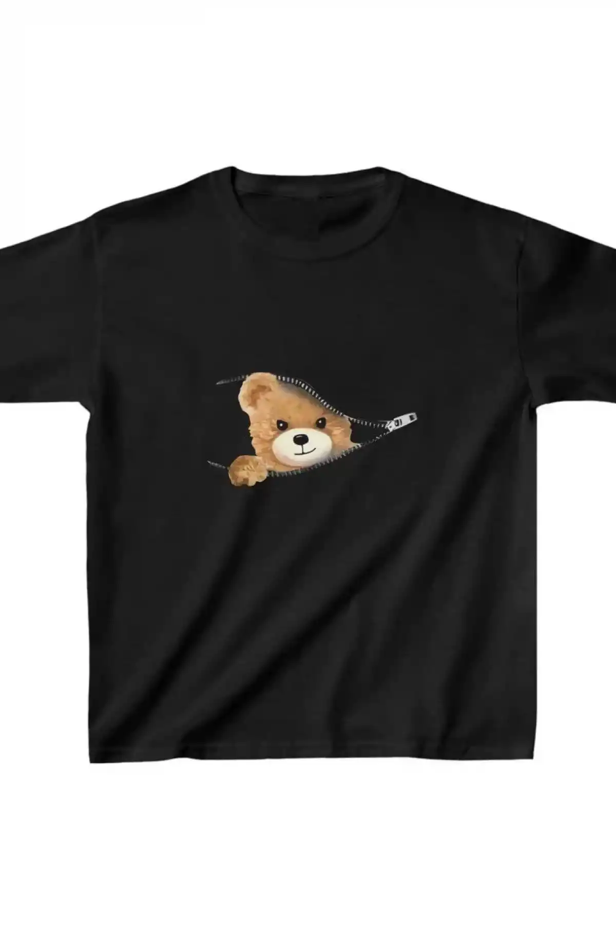 Unisex Çocuk Baskılı T-Shirt - Siyah