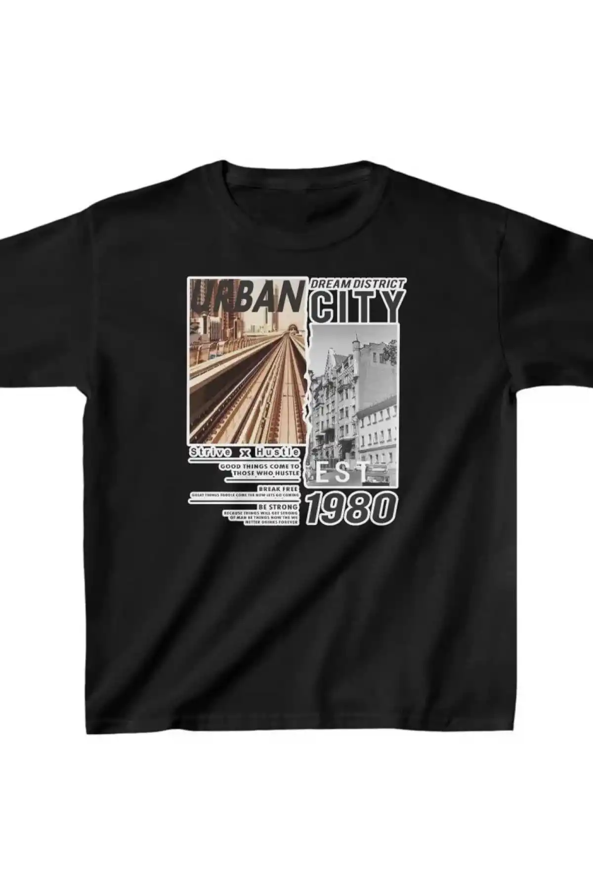 Unisex Çocuk Baskılı T-Shirt - Siyah